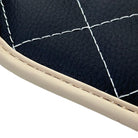 Leather Floor Mats for Ferrari 488 Spider 2015-2022 with White Sewing ER56 Design | Beige Trim