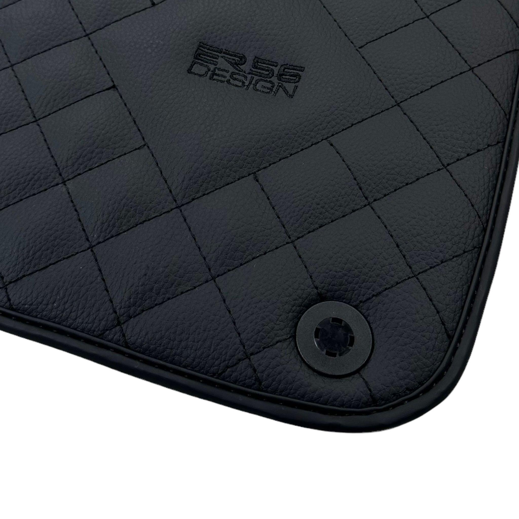 Leather Floor Mats for Ferrari California T (2008-2014) Black Sewing ER56 Design