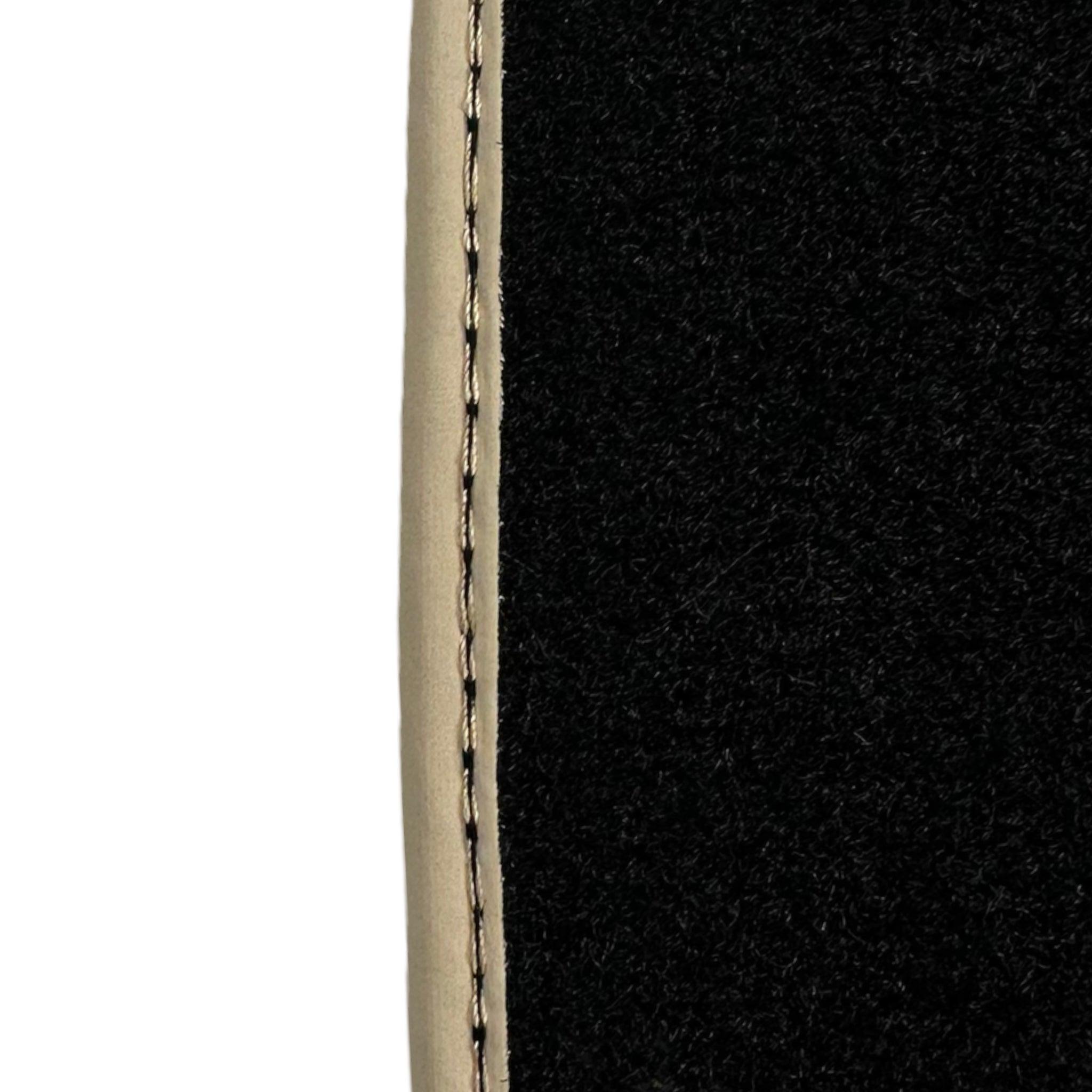 Leather Floor Mats for Ferrari California T (2008-2014) Black Sewing ER56 Design | Beige Trim
