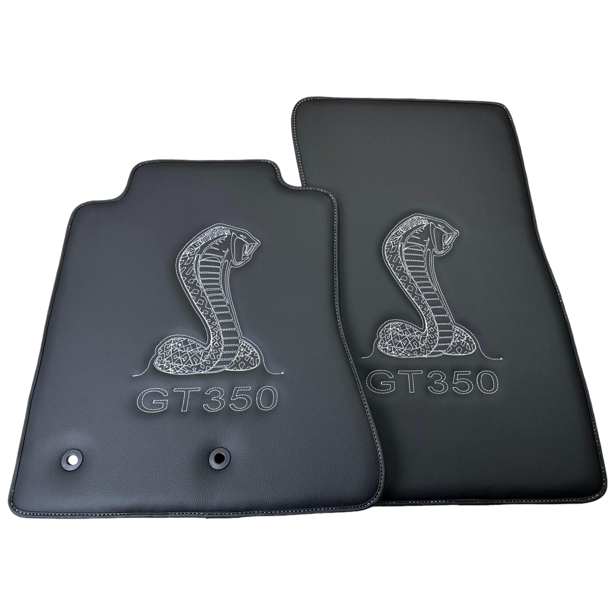 Leather Floor Mats for Ford Mustang GT350 Shelby (2015-2021) with Cobra Sewing