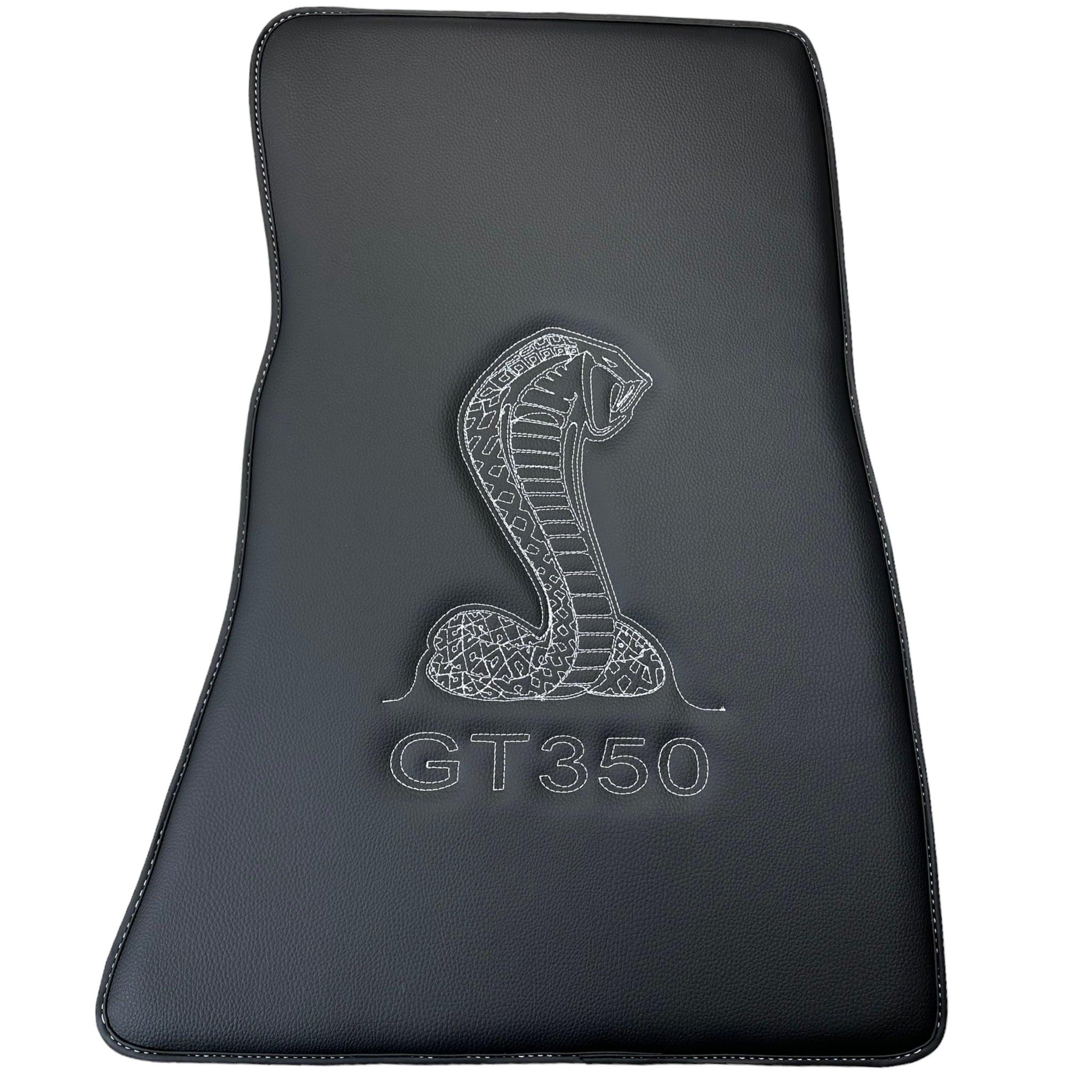 Leather Floor Mats for Ford Mustang GT350 Shelby (2015-2021) with Cobra Sewing