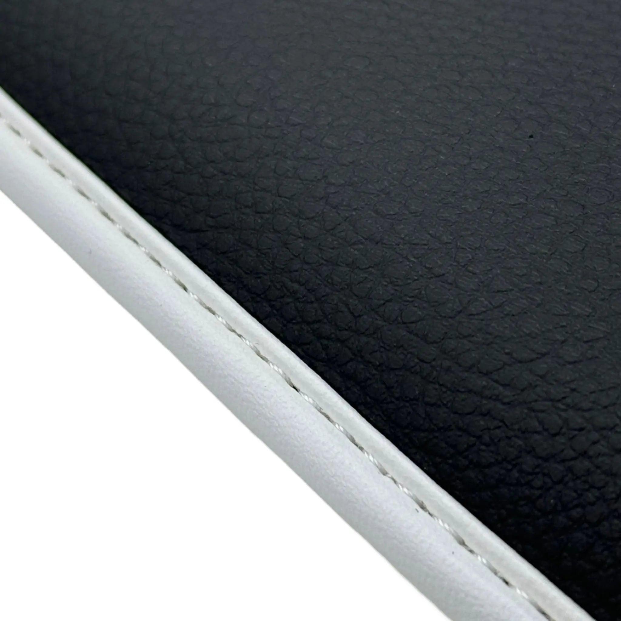 Leather Floor Mats for Ford Mustang GT350 Shelby (2015-2021) with Cobra Sewing | White Trim