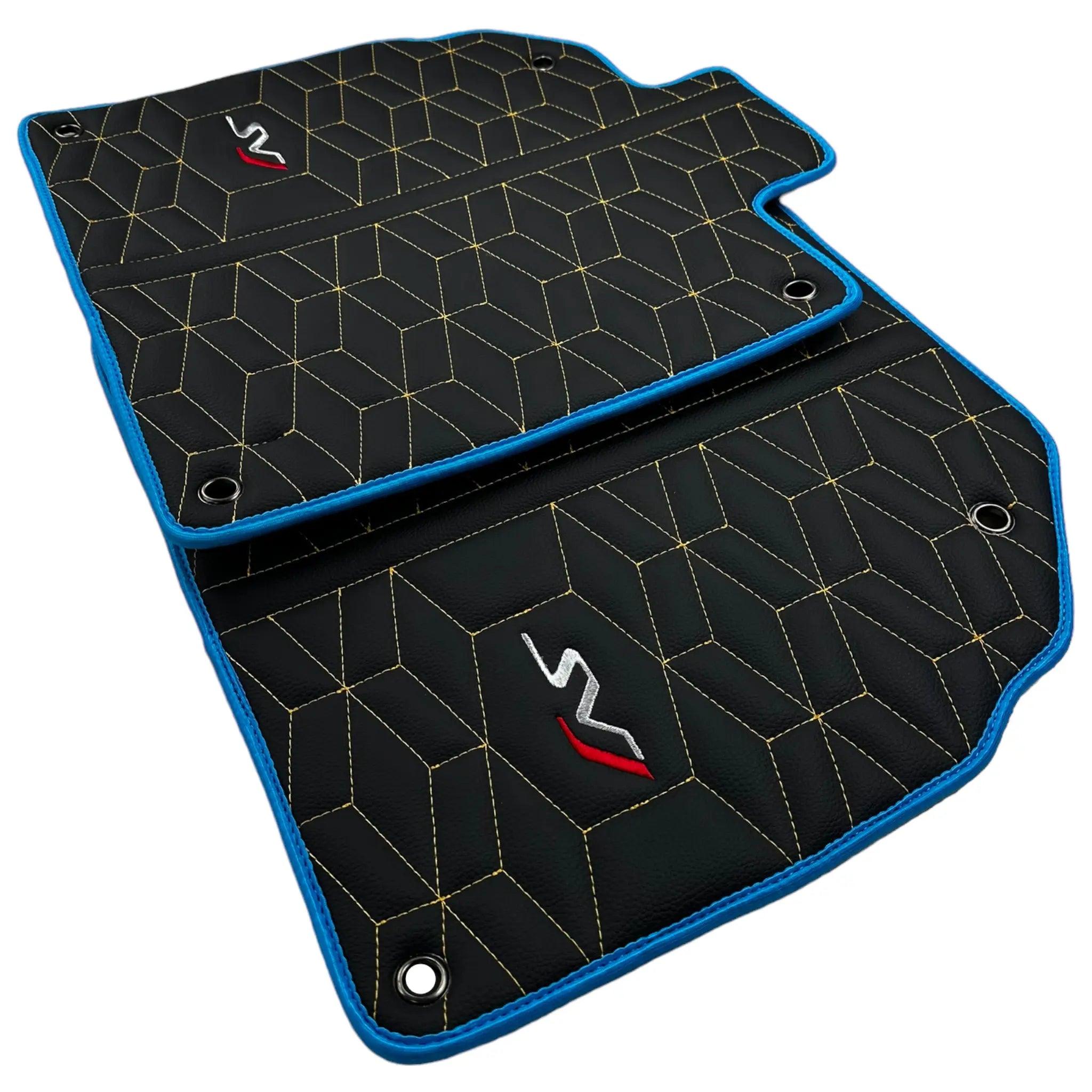 Leather Floor Mats for Lamborghini Aventador SVJ Limited Edition with Blue Trim