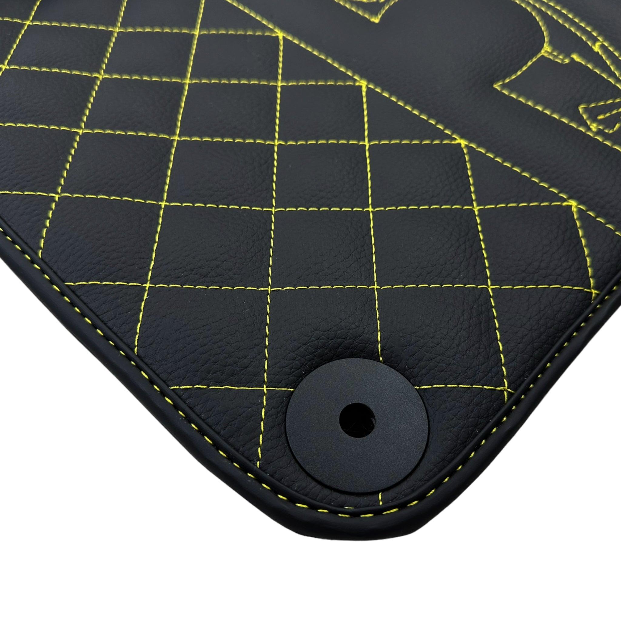 Leather Floor Mats for Lamborghini Huracan Yellow Sewing | ER56 Design
