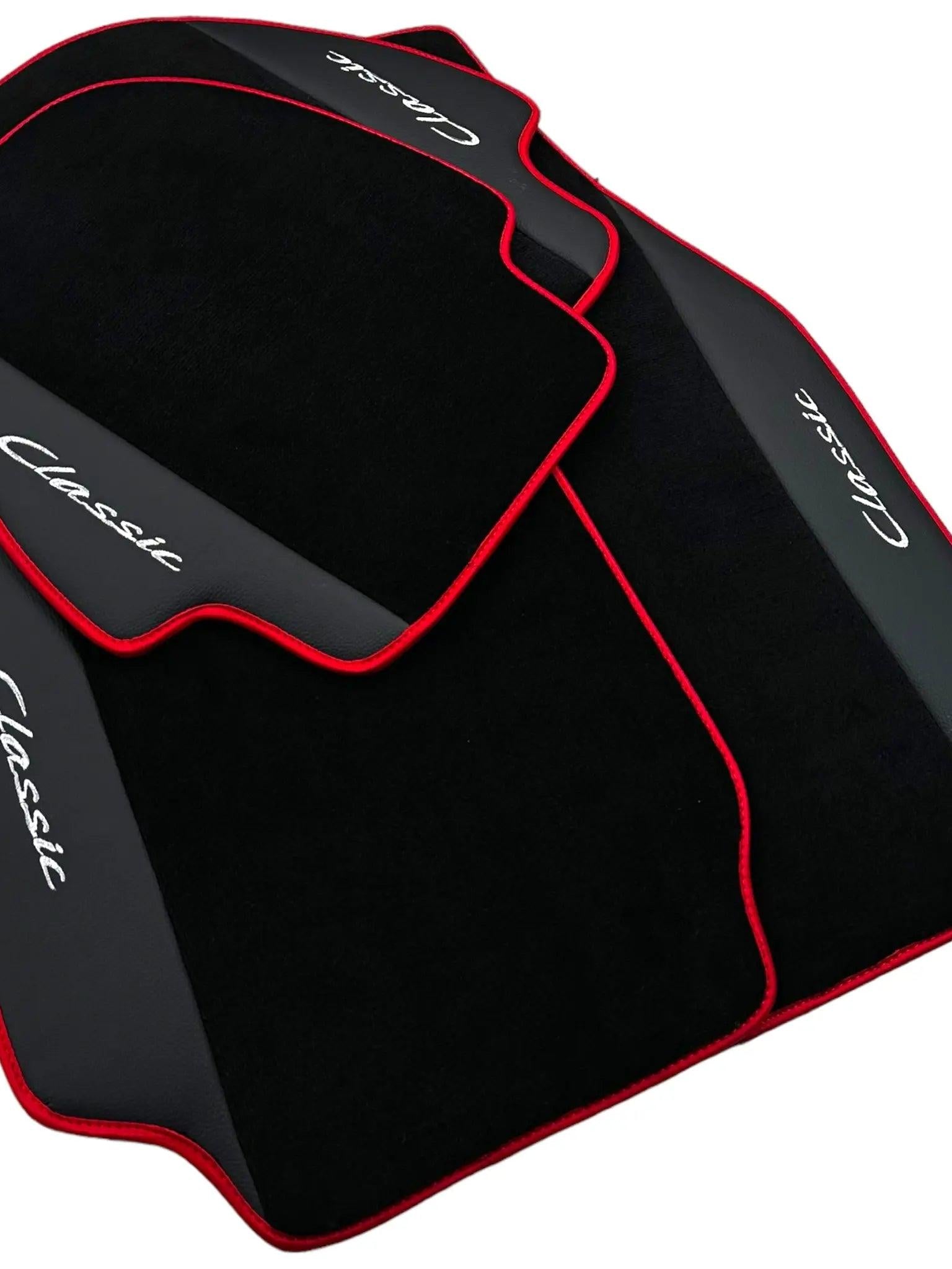 Leather Floor Mats for Porsche Classic 911 (1963-1989) with Red Trim