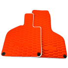 Orange Leather Floor Mats for Lamborghini Huracan | White Trim