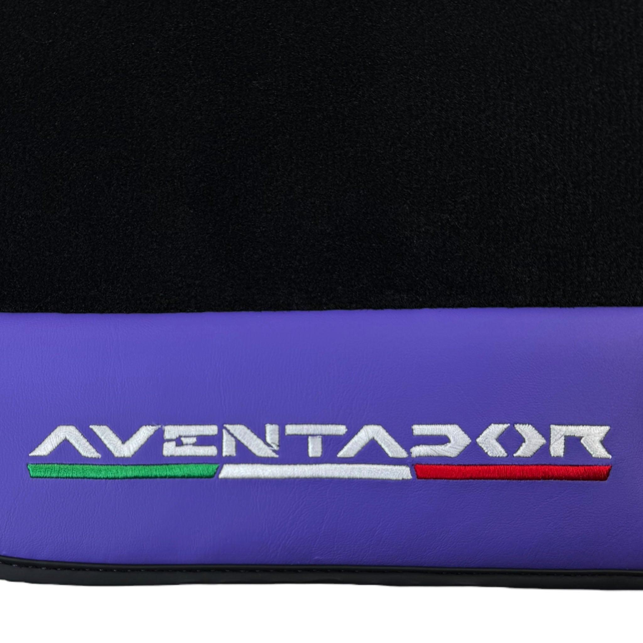 Purple Leather Black Floor Mats for Lamborghini Aventador | Black Trim