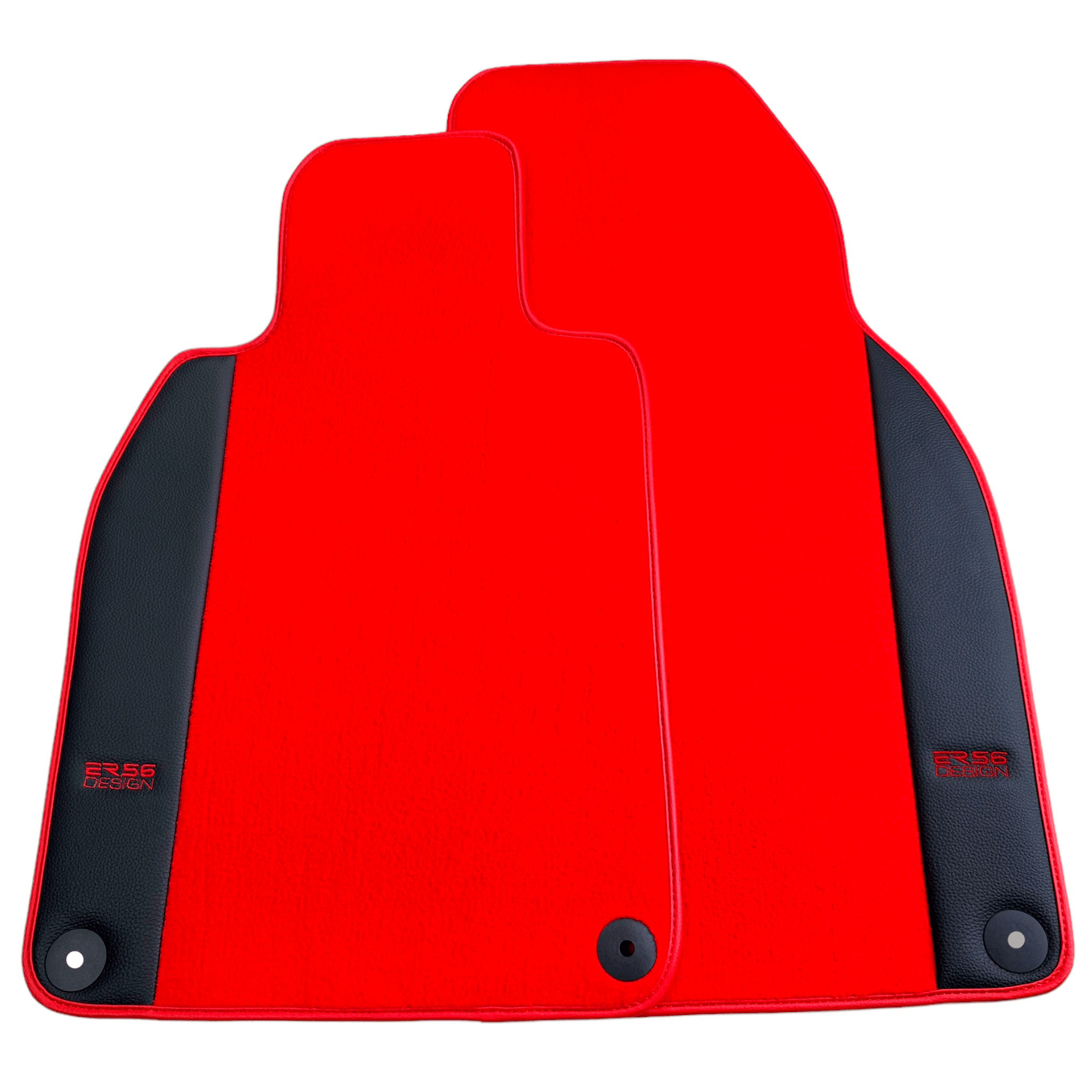 Red Floor Mats for Porsche 718 Boxster (2016-2023) with Leather - AutoWin