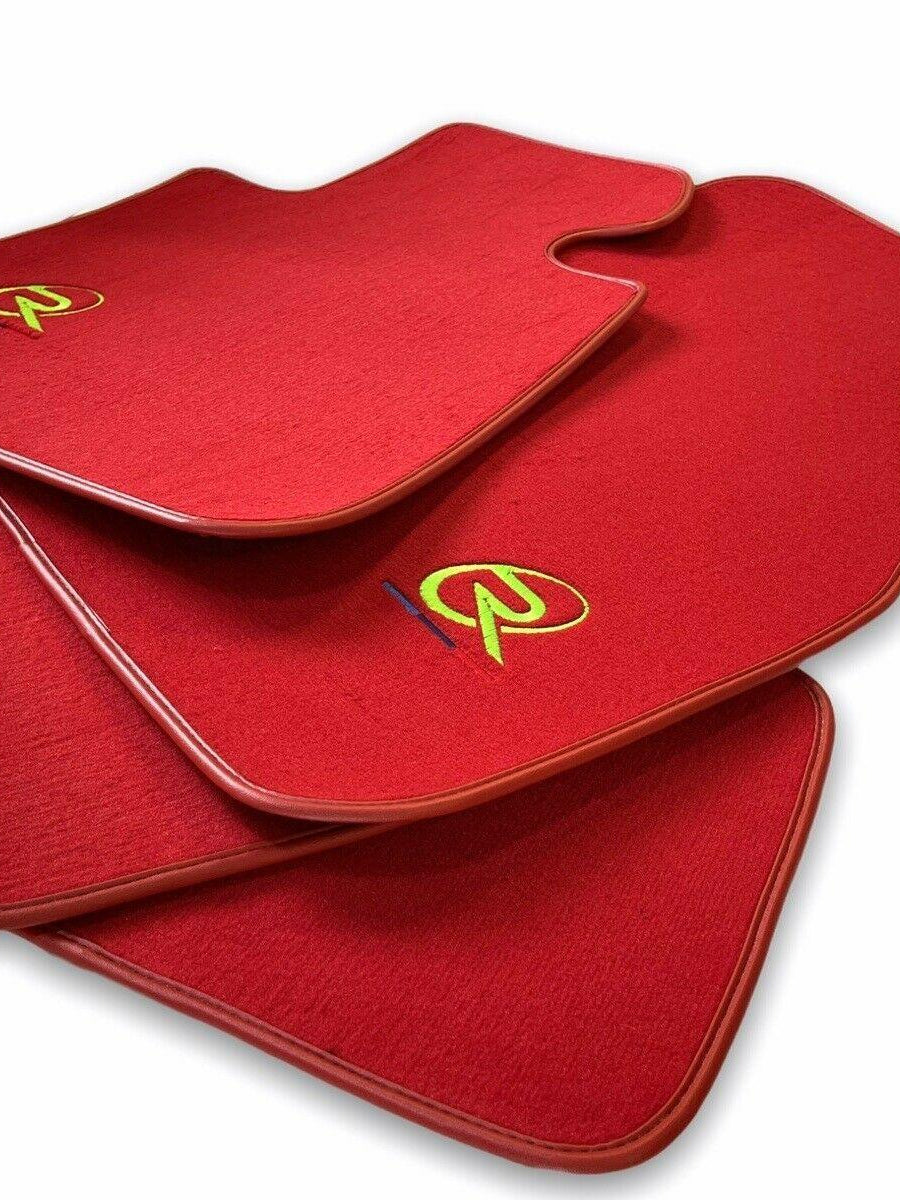Red Floor Mats For BMW M5 Series F90 ROVBUT Brand Tailored Set Perfect Fit Green SNIP Collection - AutoWin