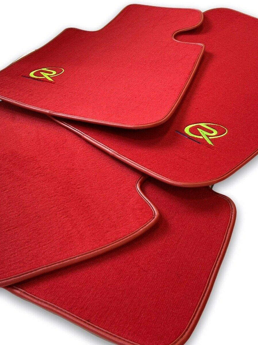 Red Floor Mats For BMW M5 Series F90 ROVBUT Brand Tailored Set Perfect Fit Green SNIP Collection - AutoWin