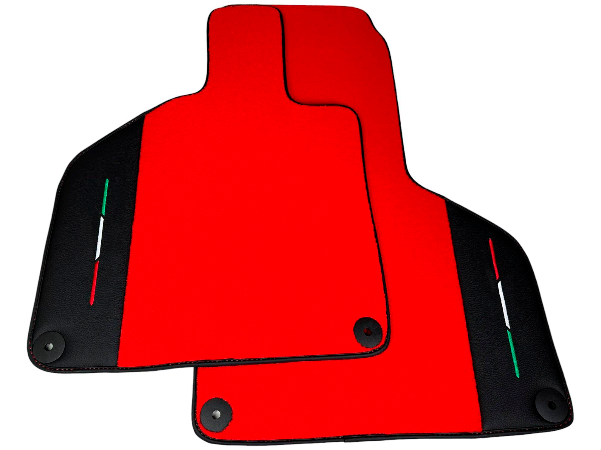 Red Floor Mats for Lamborghini Huracan EVO with Black Leather and Italian Flag