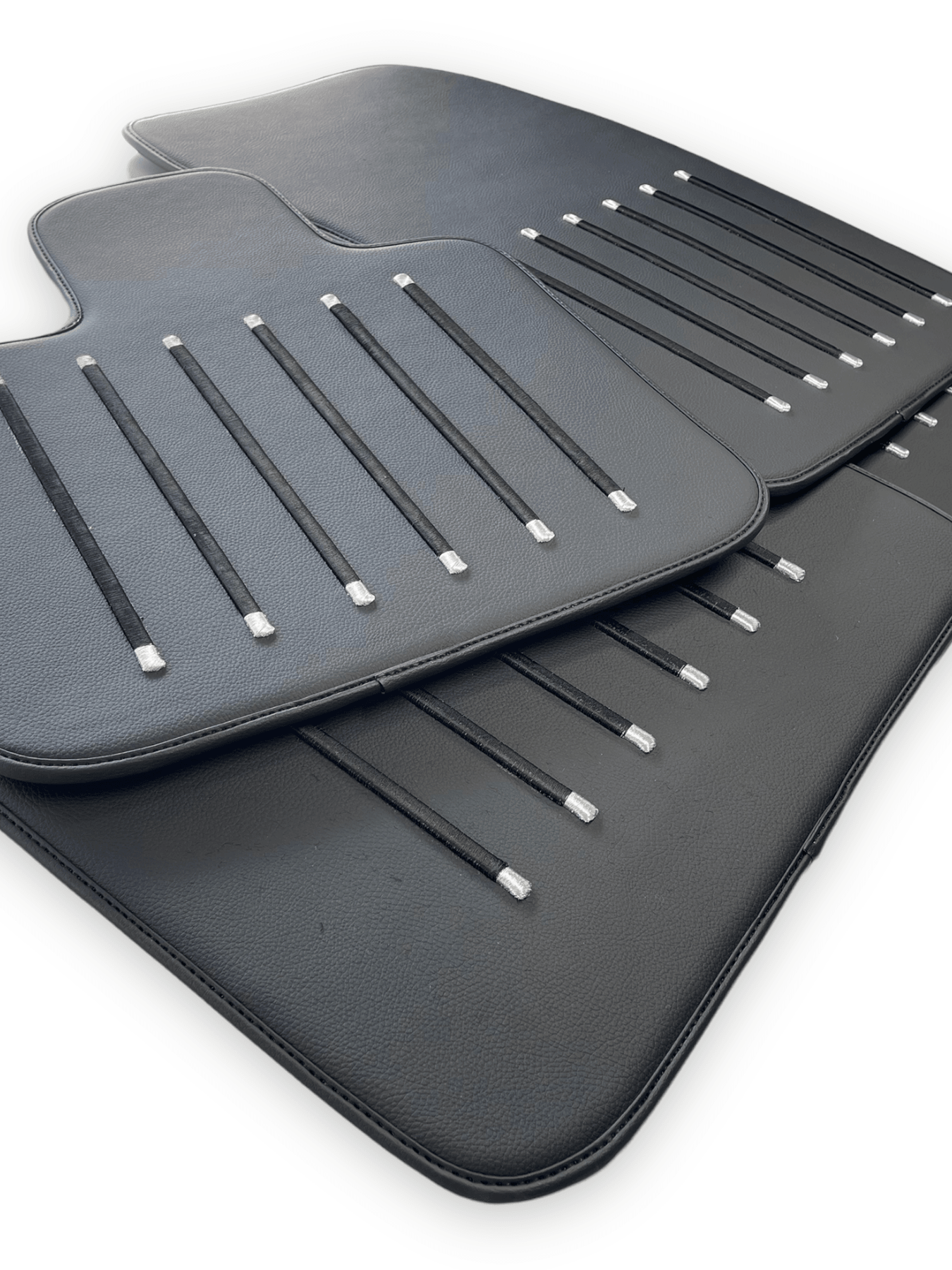 Leather Floor Mats For Rolls Royce Black Badge Dawn Rr6 2016-2023 Black - AutoWin