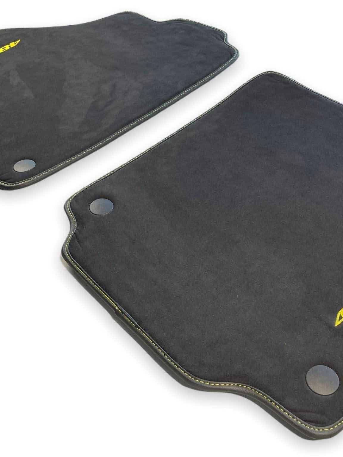Alcantara Floor Mats For Ferrari 488 GTB 2016-2022 Yellow Logo - AutoWin