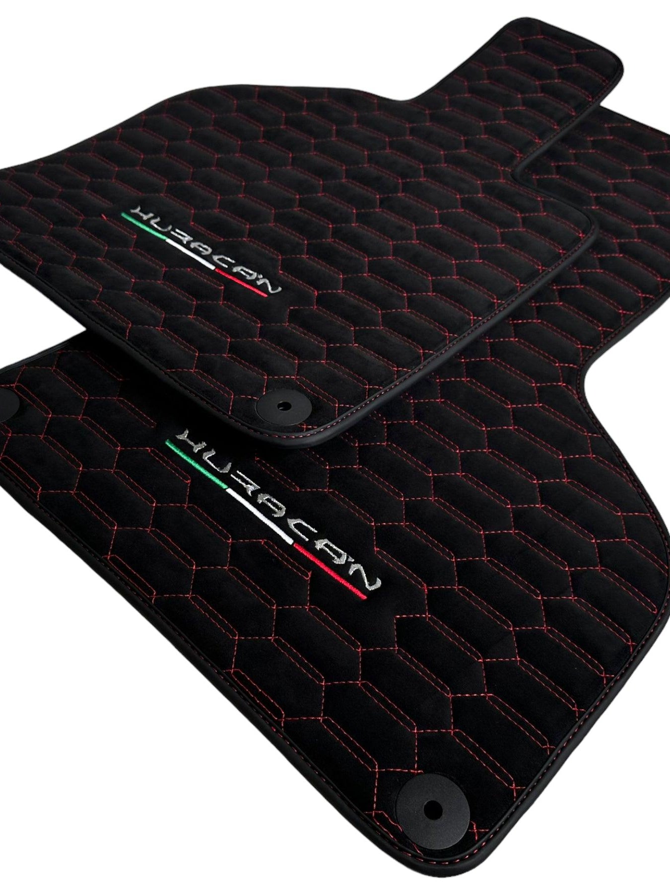 Alcantara Floor Mats for Lamborghini Huracan Red Sewing - AutoWin