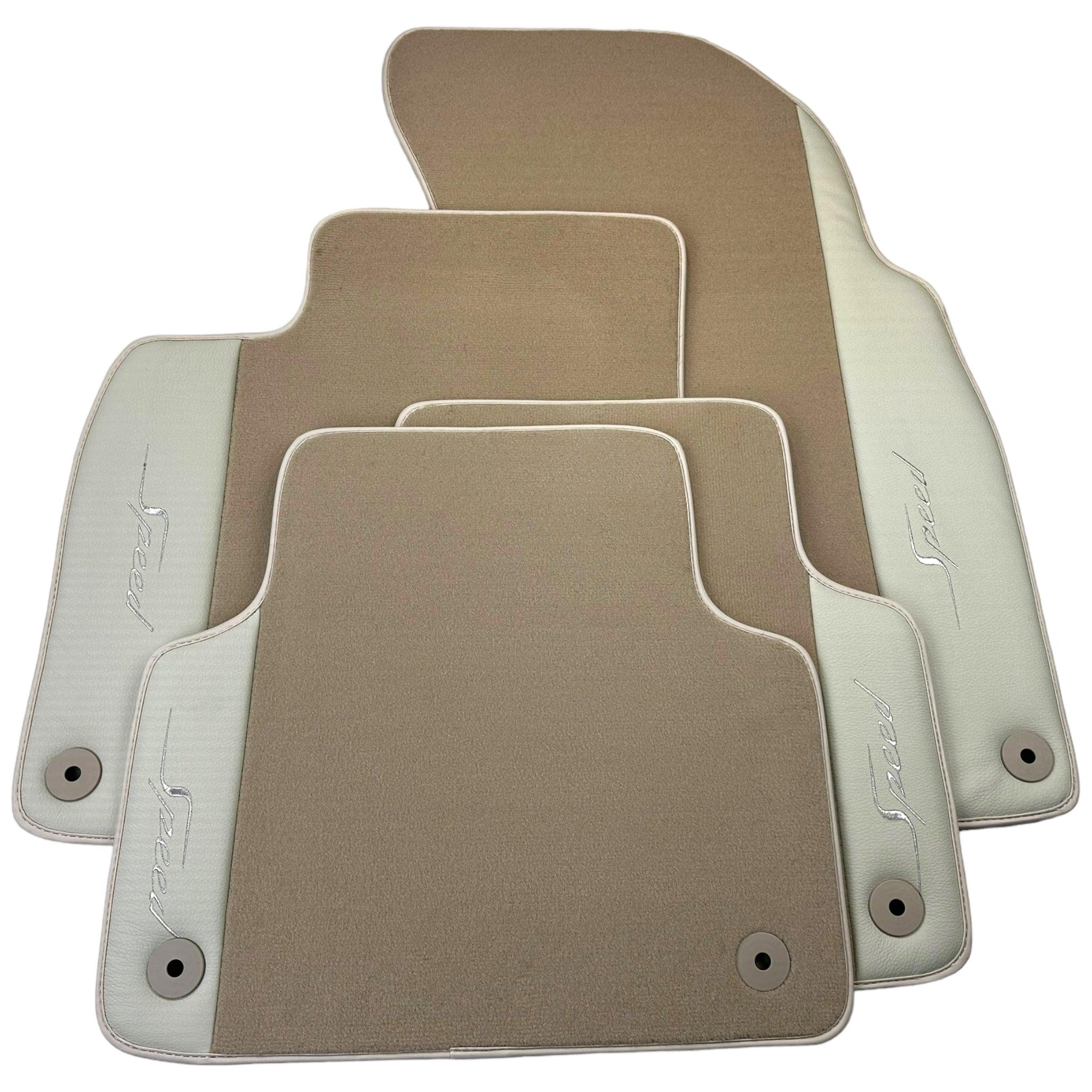 Beige Floor Mats for Bentley Flying Spur (2013-2019) with Leather