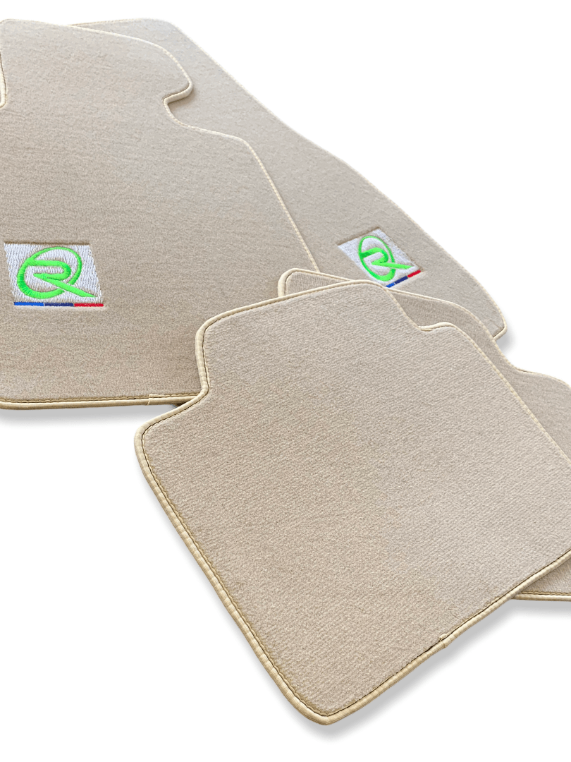 Beige Floor Mats For BMW i3 Series I01 ROVBUT Brand Tailored Set Perfect Fit Green SNIP Collection - AutoWin