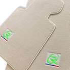 Beige Floor Mats For BMW M2 Series F87 ROVBUT Brand Tailored Set Perfect Fit Green SNIP Collection - AutoWin
