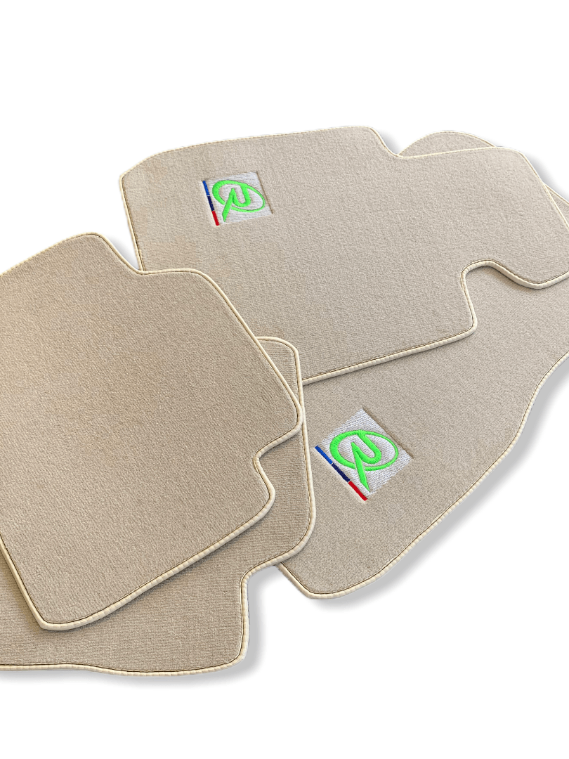 Beige Floor Mats For BMW M4 Series F83 ROVBUT Brand Tailored Set Perfect Fit Green SNIP Collection - AutoWin