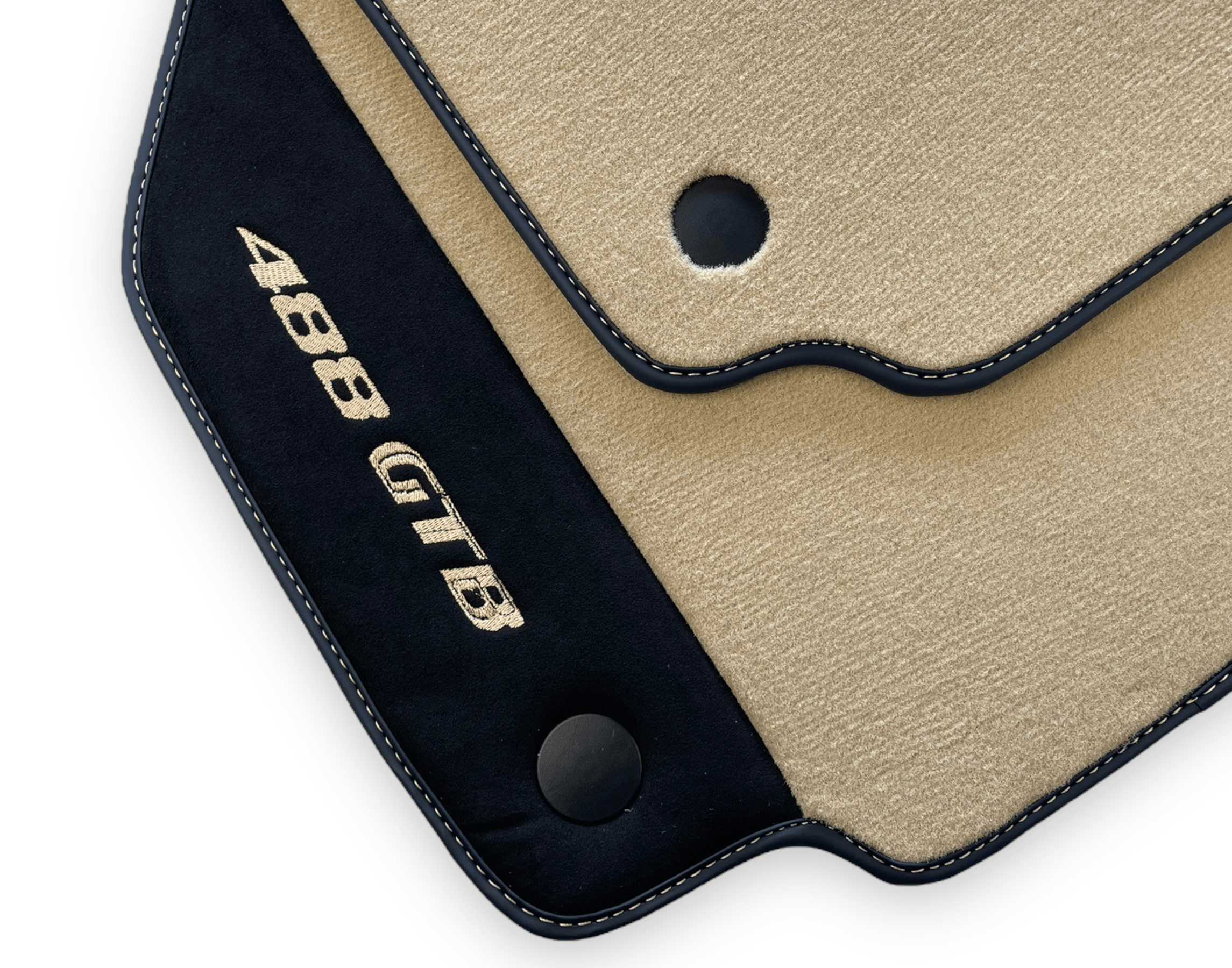 Beige Floor Mats For Ferrari 488 GTB 2016-2022 Carpets With Alcantara Leather - AutoWin