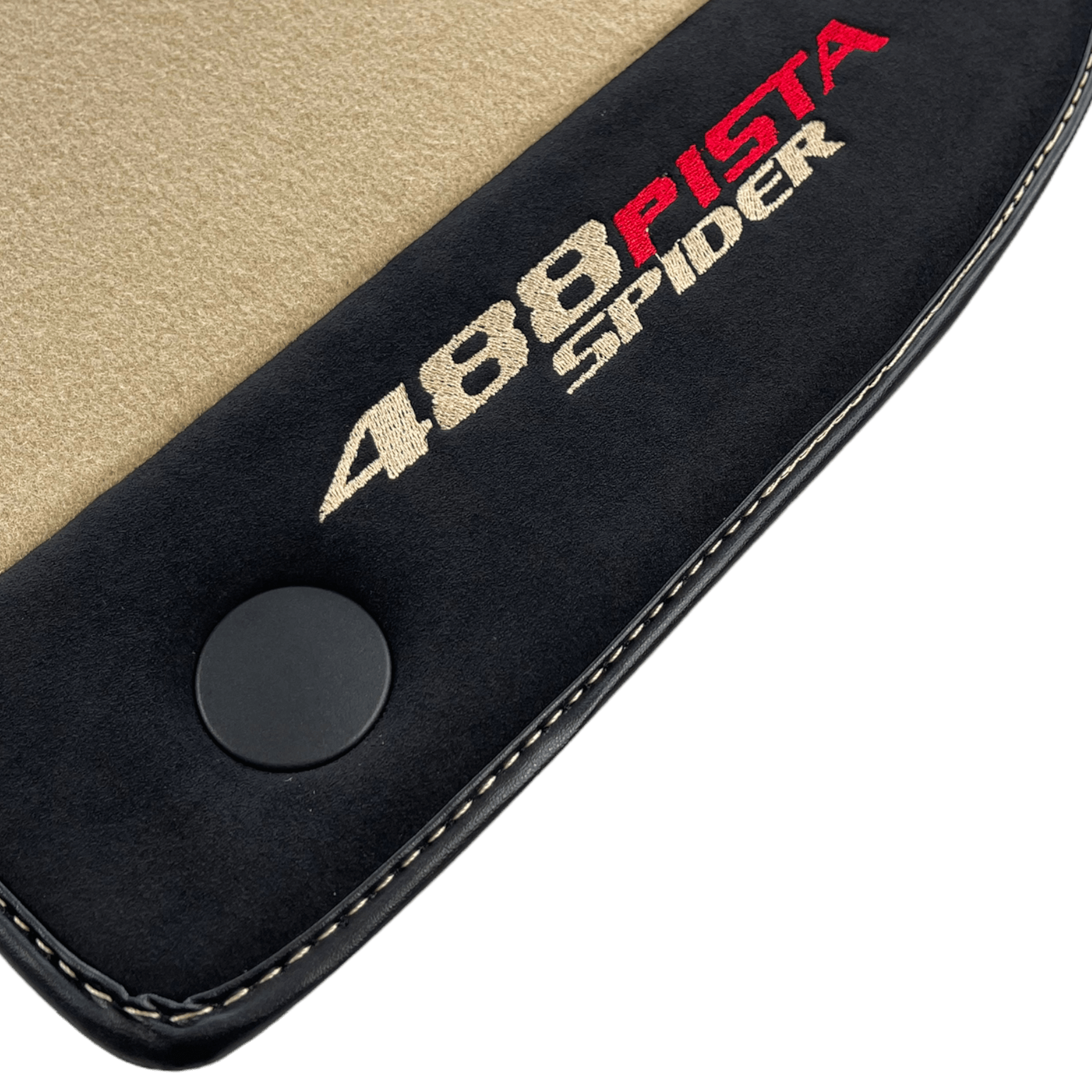 Beige Floor Mats For Ferrari 488 Pista Spider 2019-2021 With Alcantara Leather - AutoWin