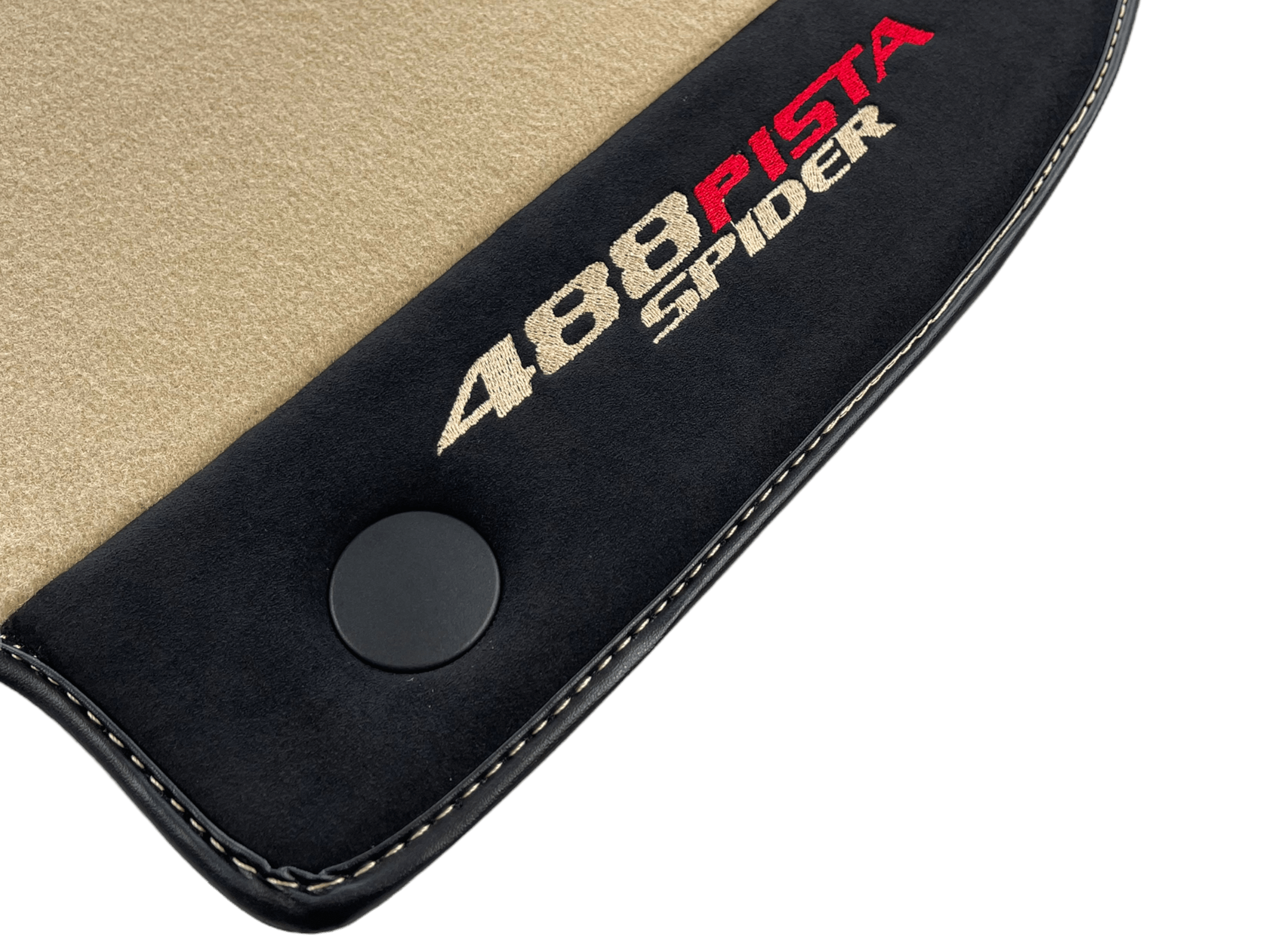 Beige Floor Mats For Ferrari 488 Pista Spider 2019-2021 With Alcantara Leather - AutoWin