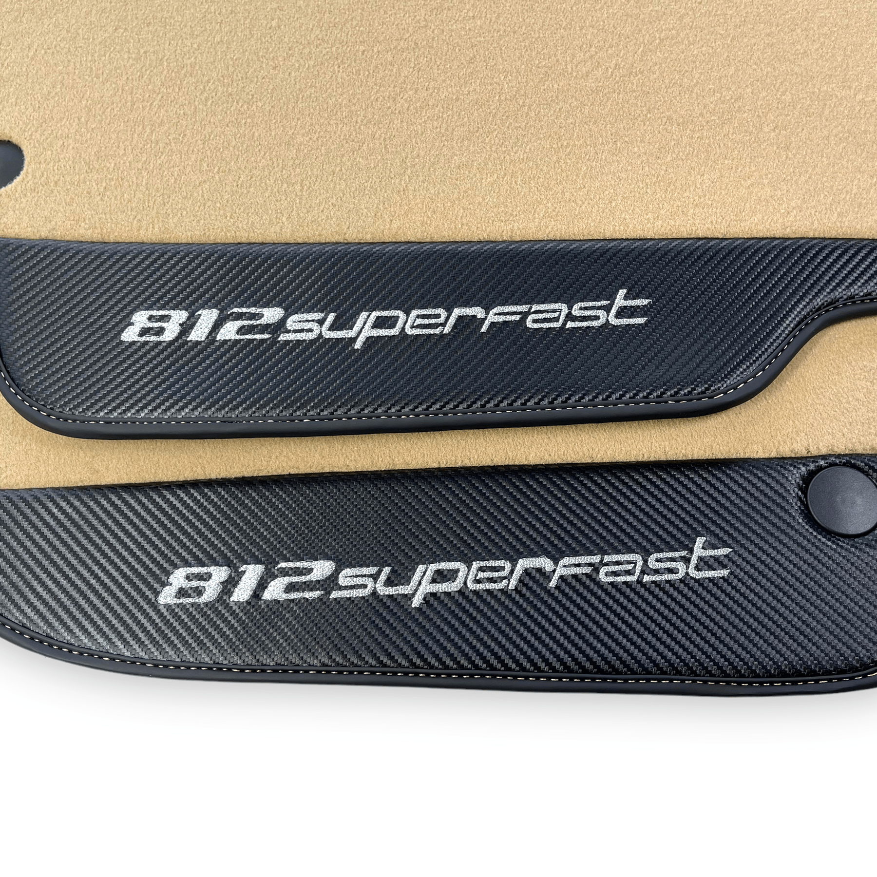 Beige Floor Mats For Ferrari 812 Superfast With Carbon Fiber Leather - AutoWin