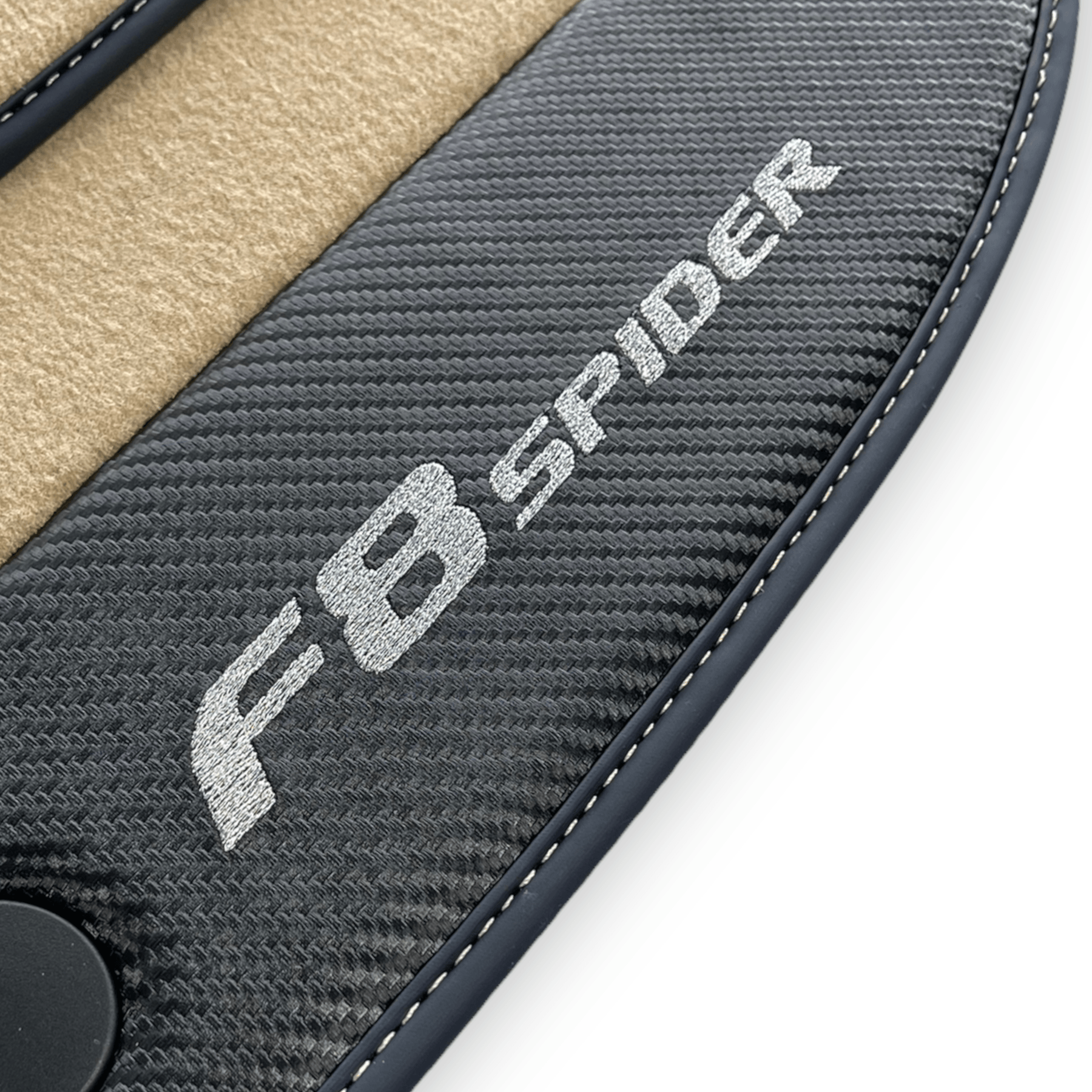 Beige Floor Mats For Ferrari F8 Spider 2019-2022 With Carbon Fiber Leather - AutoWin