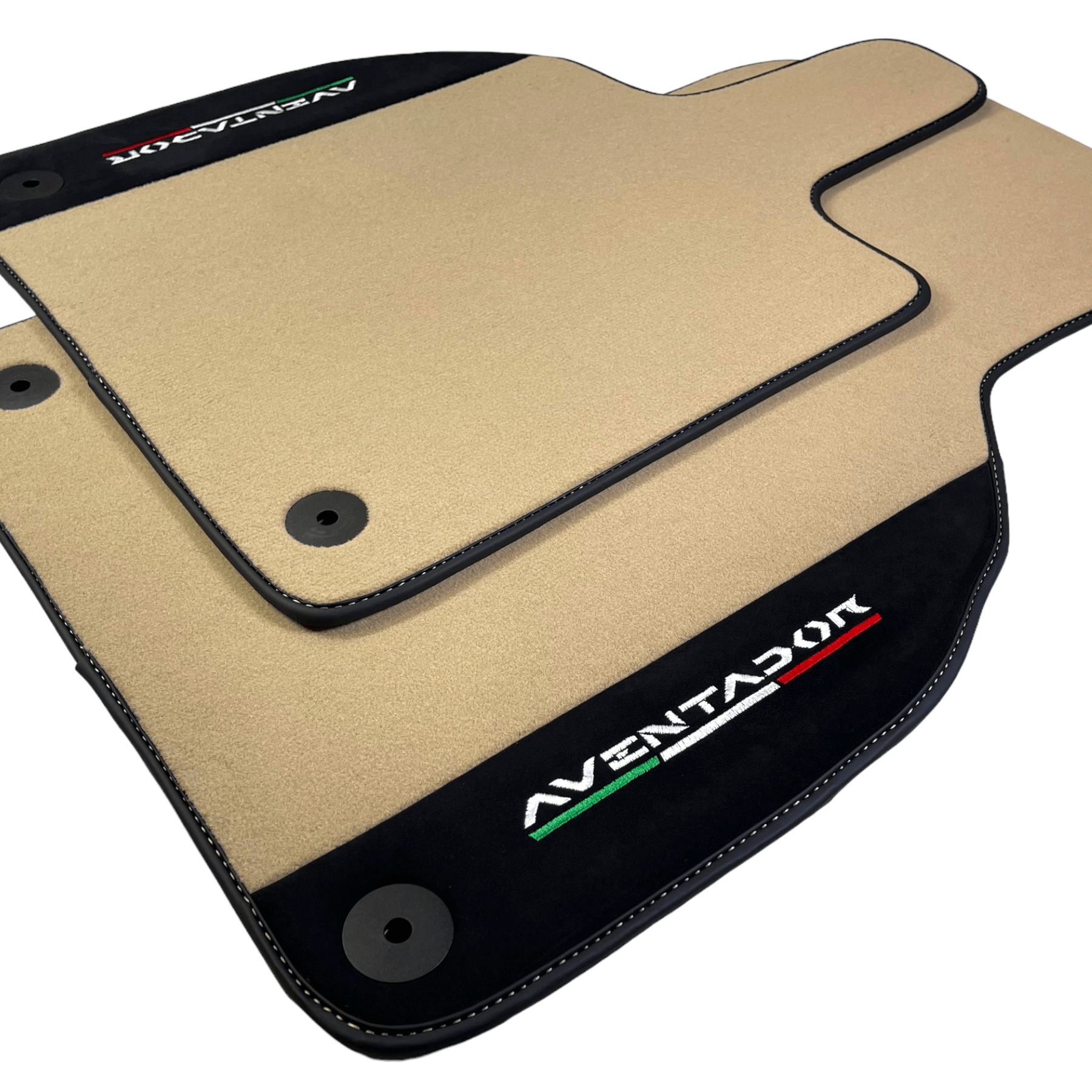 Beige Floor Mats for Lamborghini Aventador With Alcantara Leather - AutoWin