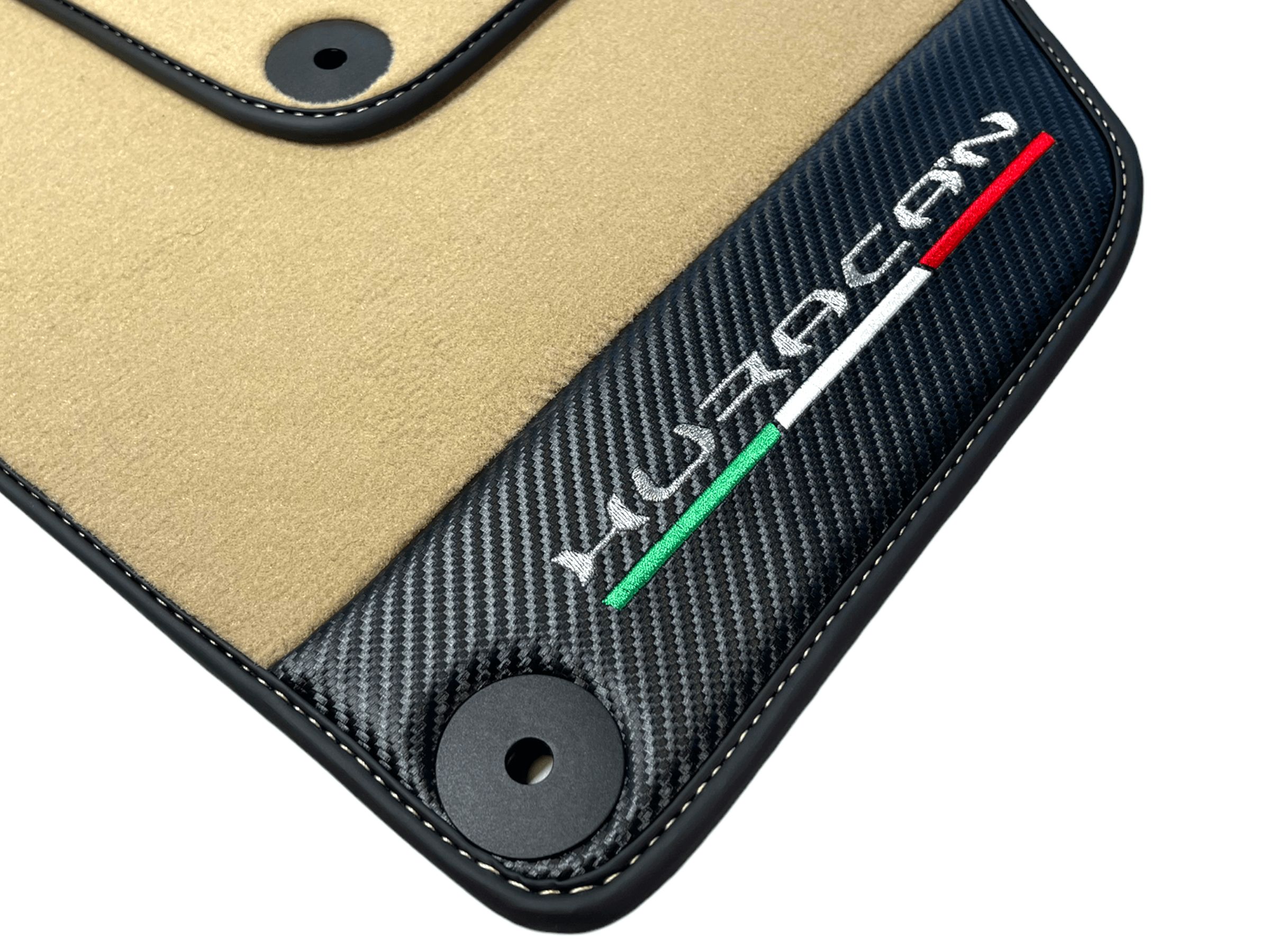 Beige Floor Mats for Lamborghini Huracan With Carbon Fiber Leather - AutoWin