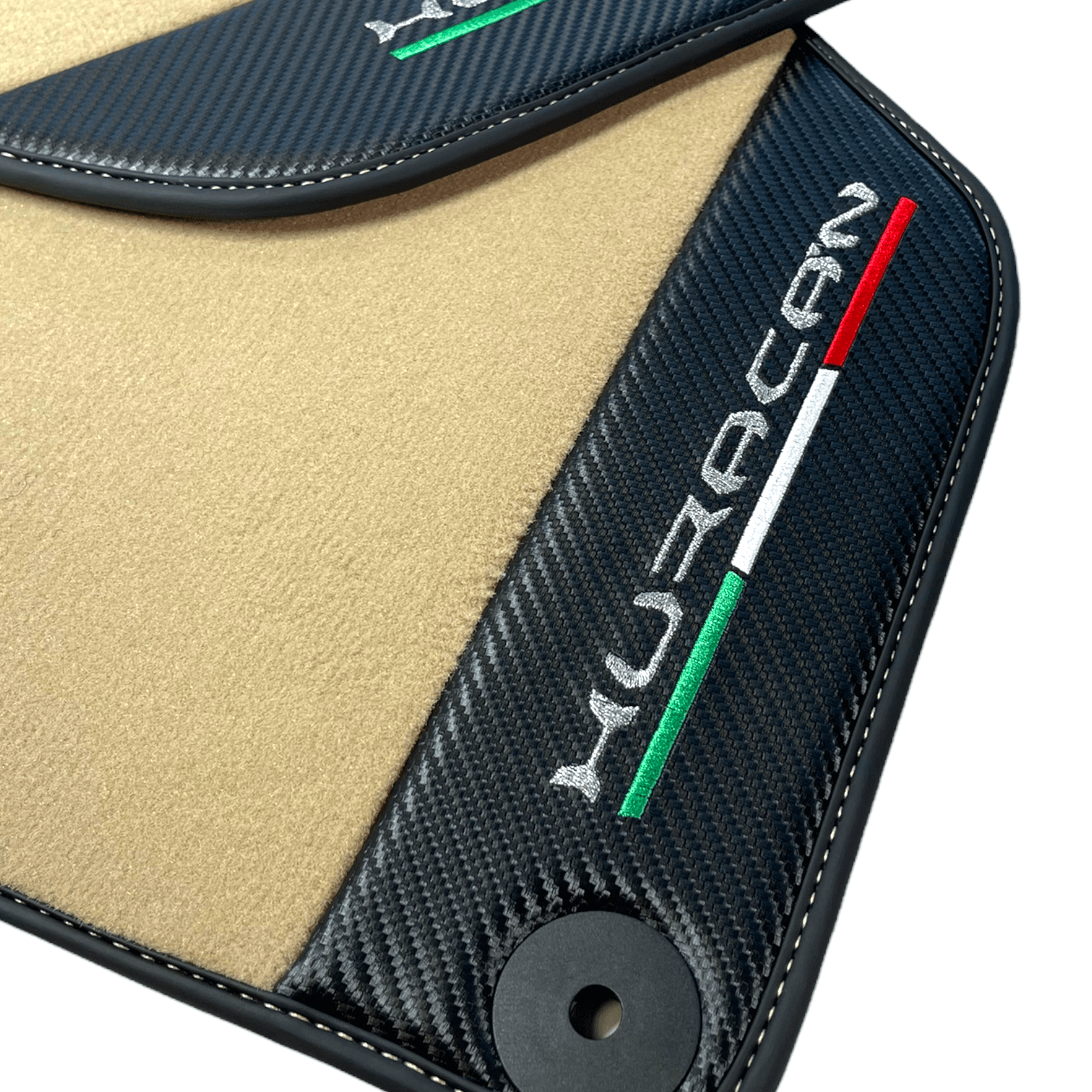 Beige Floor Mats for Lamborghini Huracan With Carbon Fiber Leather - AutoWin