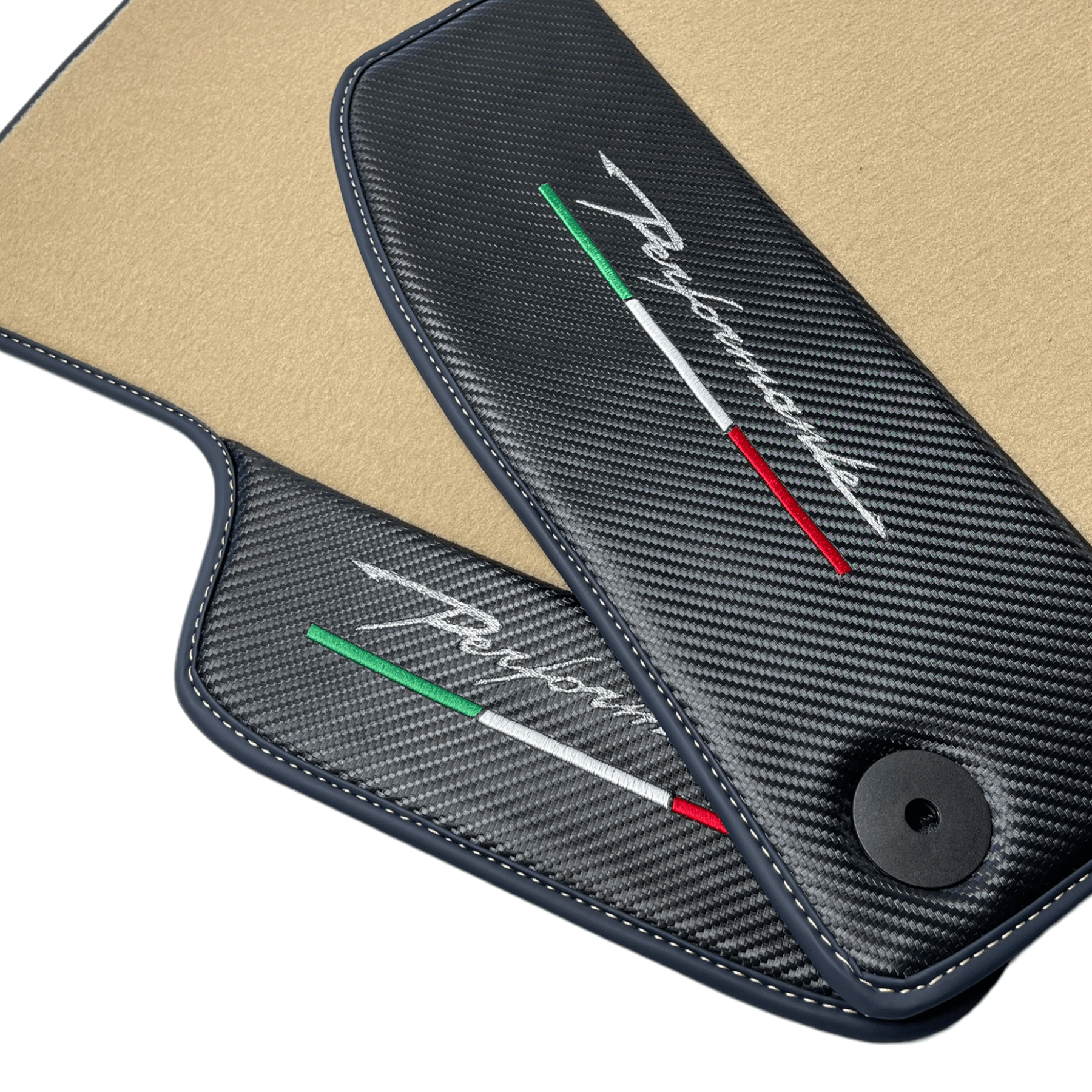 Beige Floor Mats For Lamborghini Urus Performante With Carbon Leather - AutoWin