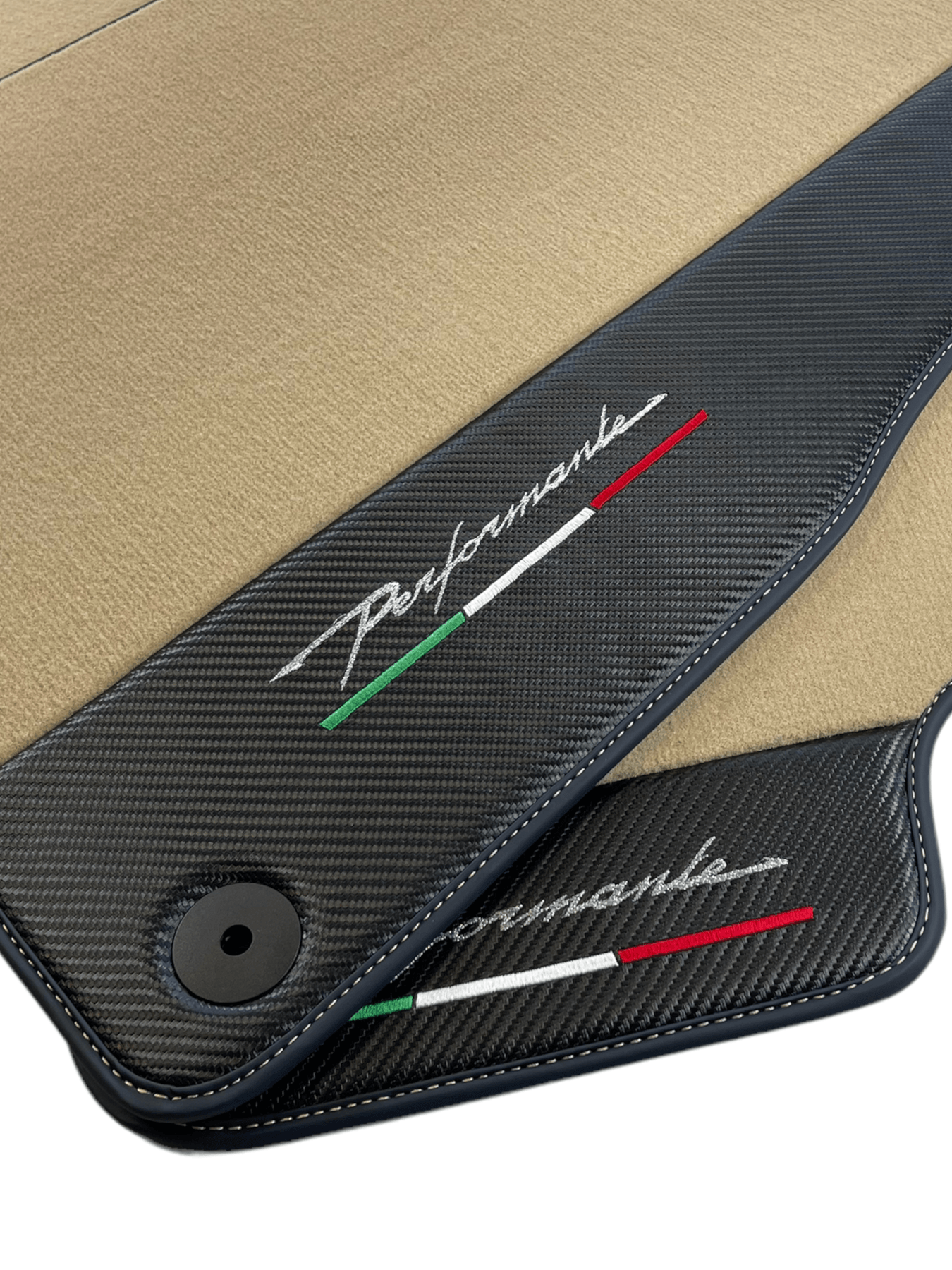 Beige Floor Mats For Lamborghini Urus Performante With Carbon Leather - AutoWin