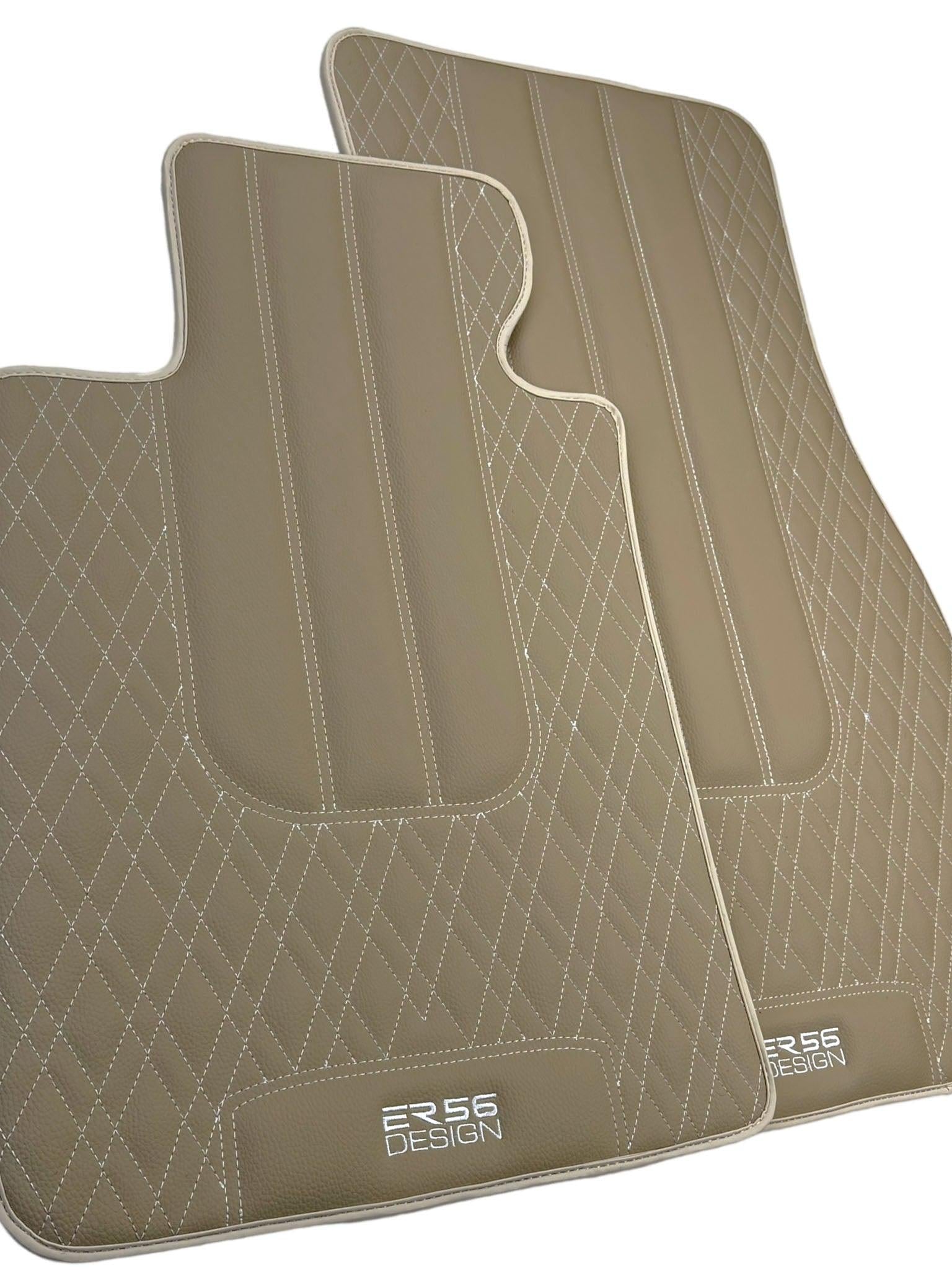 Beige Leather Floor Floor Mats For BMW 6 Series G32 GT Gran Turismo | Fighter Jet Edition AutoWin Brand |Sky Blue Trim