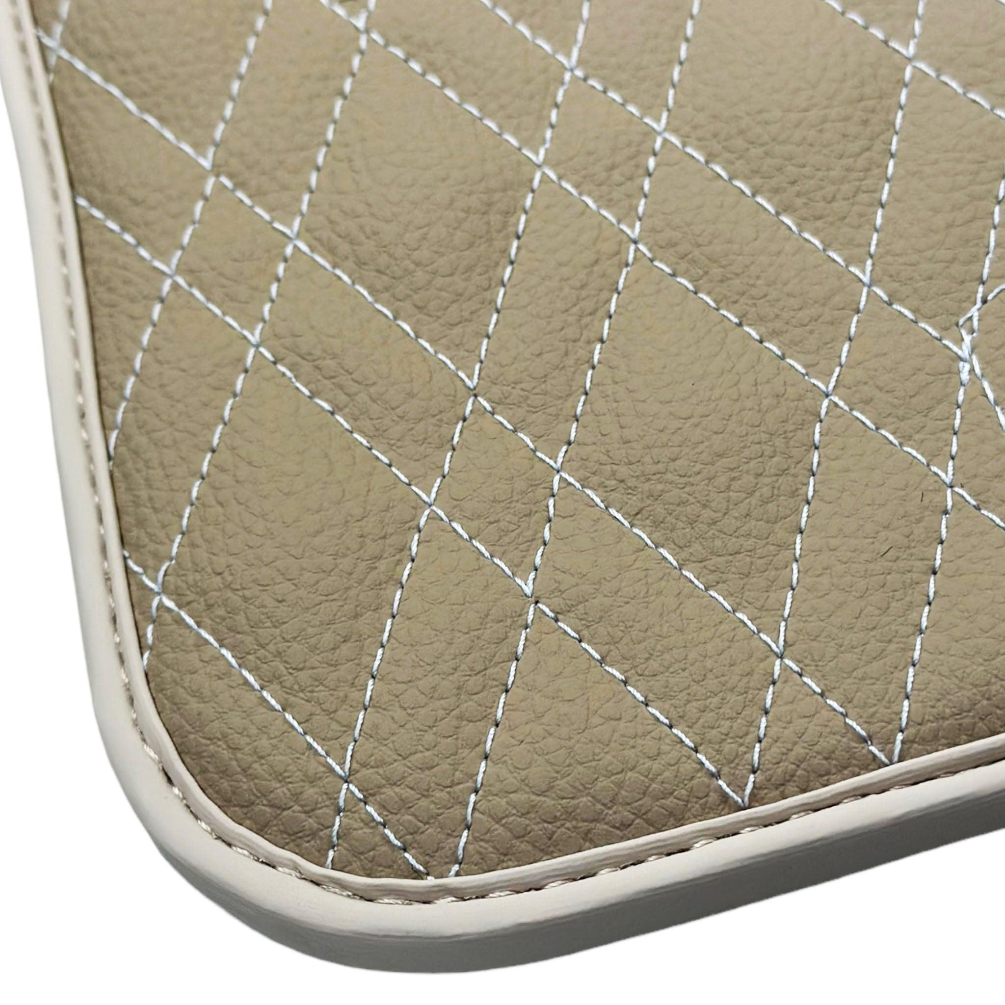 Beige Leather Floor Mats For BMW 7 Series E38 | Fighter Jet Edition