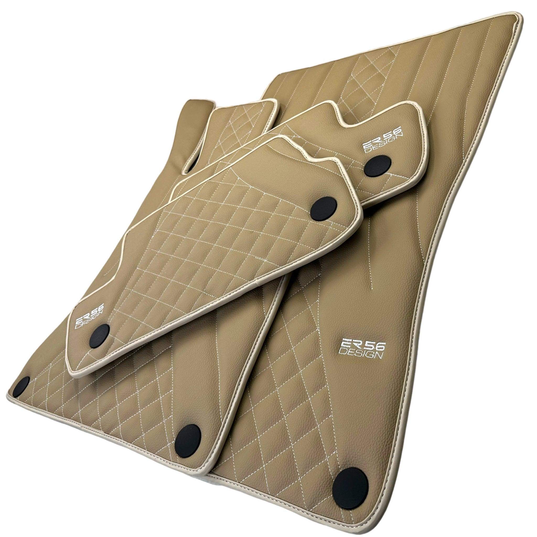 Beige Leather Floor Mats For Mercedes Benz C-Class C204 Coupe (2011-2015)