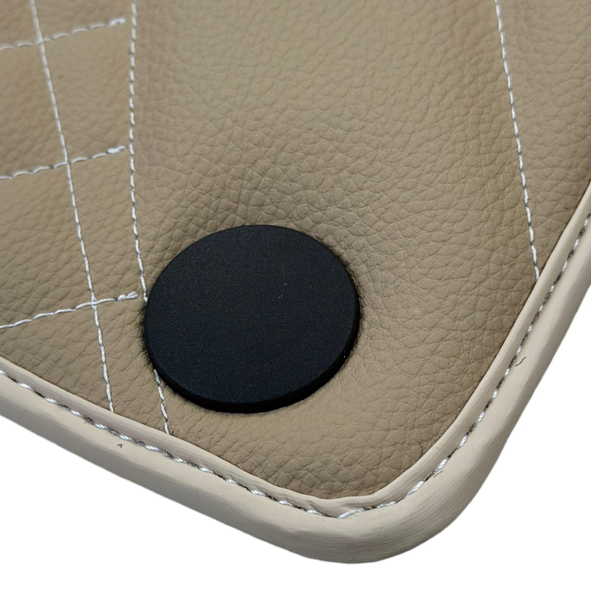 Beige Leather Floor Mats For Mercedes Benz C-Class C205 Coupe (2015-2018)