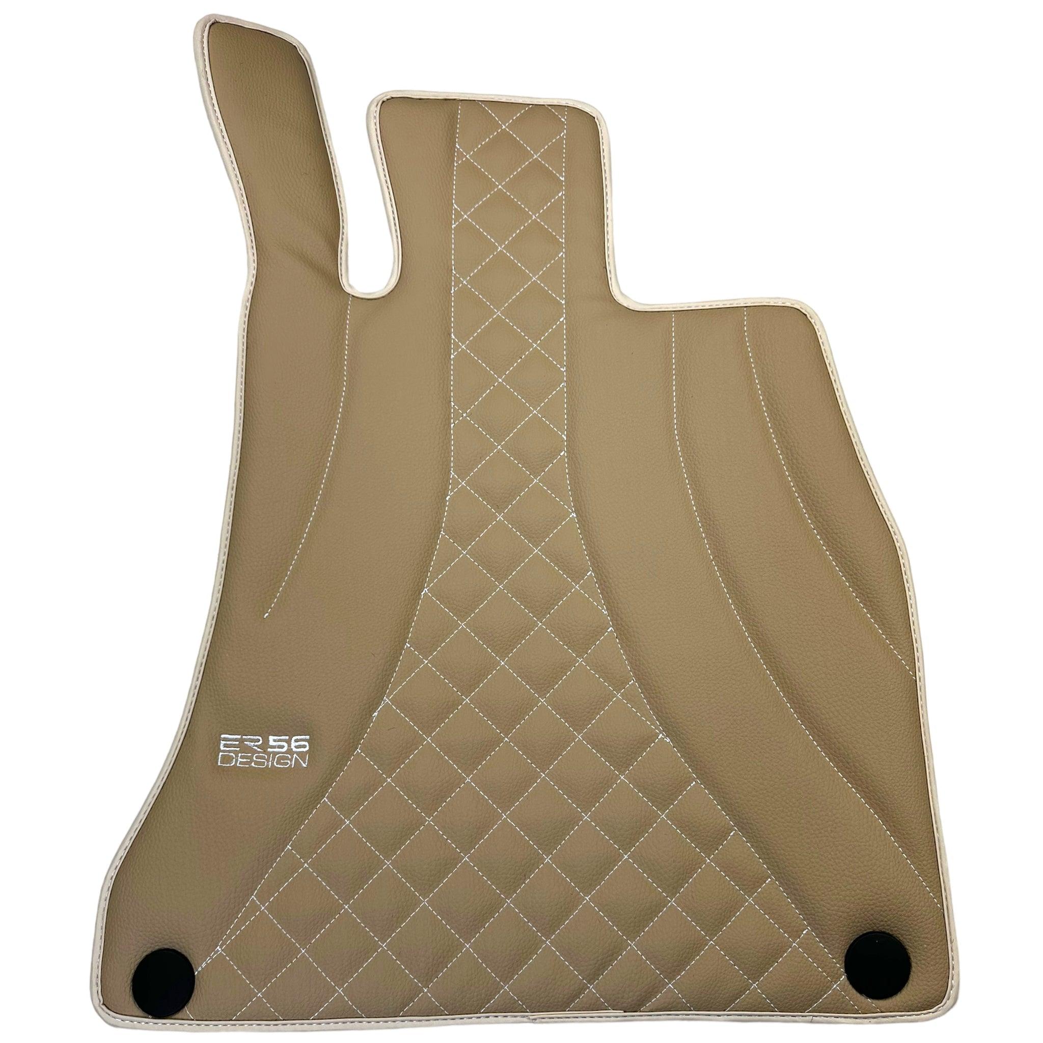 Beige Leather Floor Mats For Mercedes Benz C-Class CL203 Coupe (2000-2008)