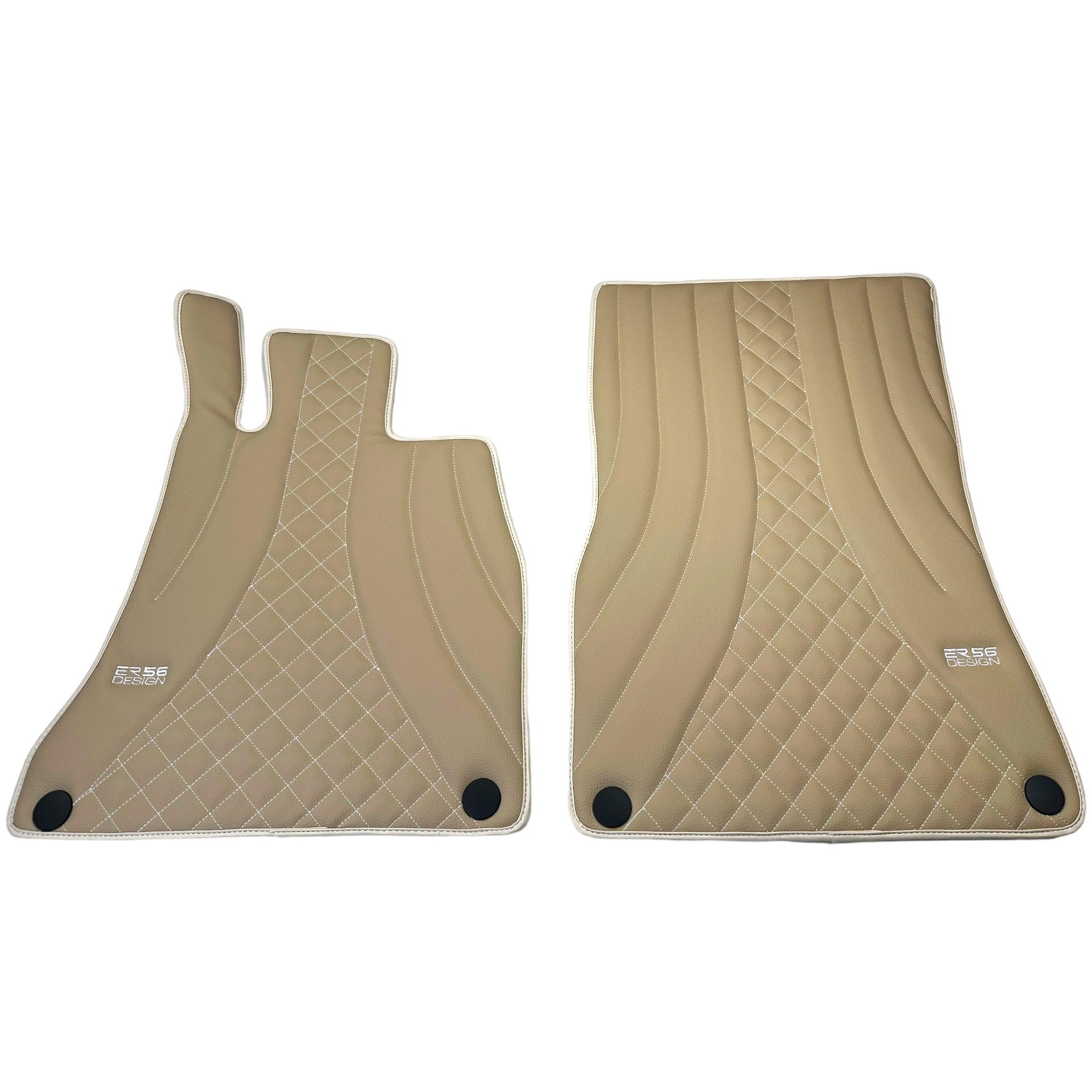 Beige Leather Floor Mats For Mercedes Benz CLS-Class C218 Coupe Facelift (2014-2018)