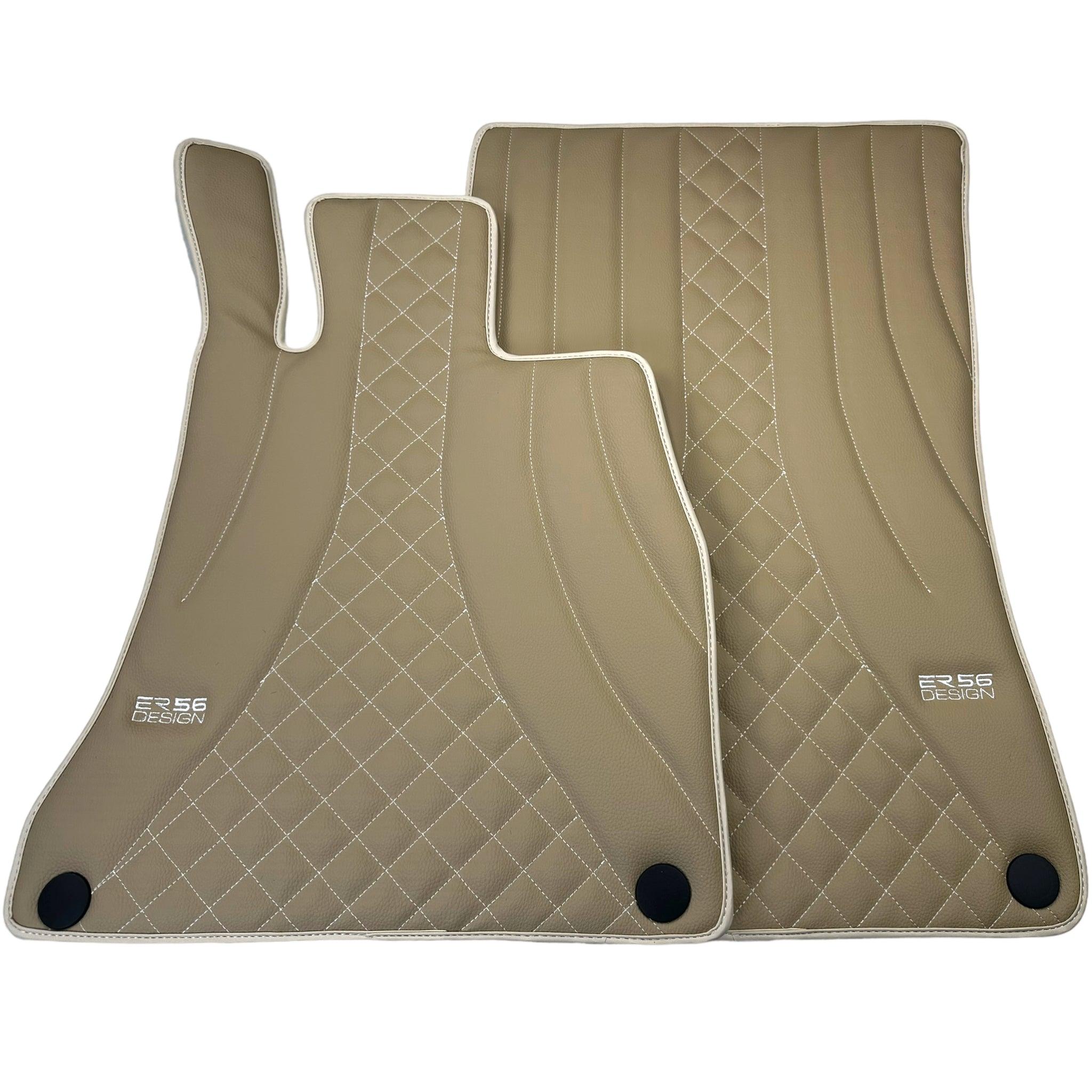 Beige Leather Floor Mats For Mercedes Benz CLS-Class X218 Shooting Brake (2012-2014)