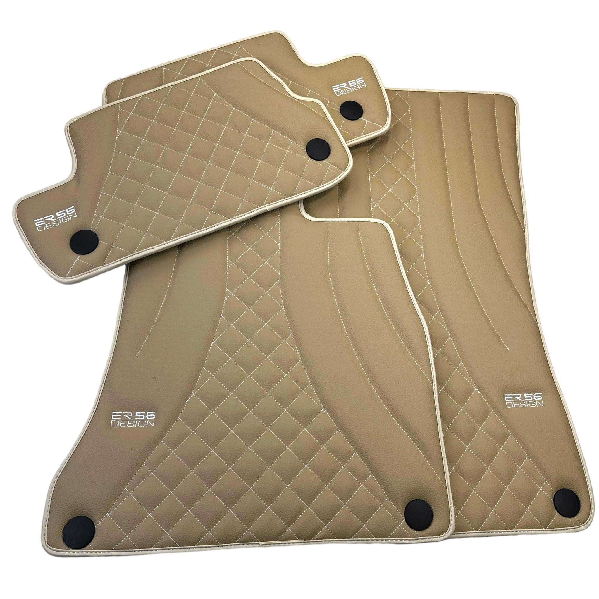 Beige Leather Floor Mats For Mercedes Benz E-Class C207 Coupe (2009-2013)