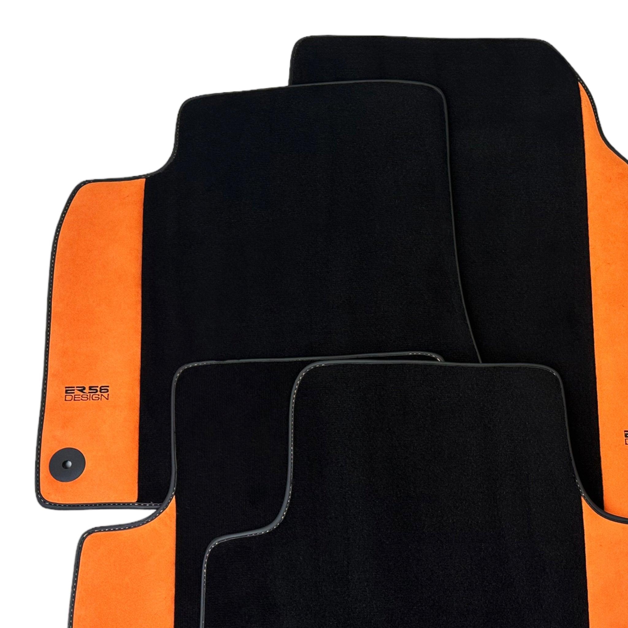 Black Floor Mats for A4 - B9 Avant (2019-2023) Orange Alcantara | ER56 Design