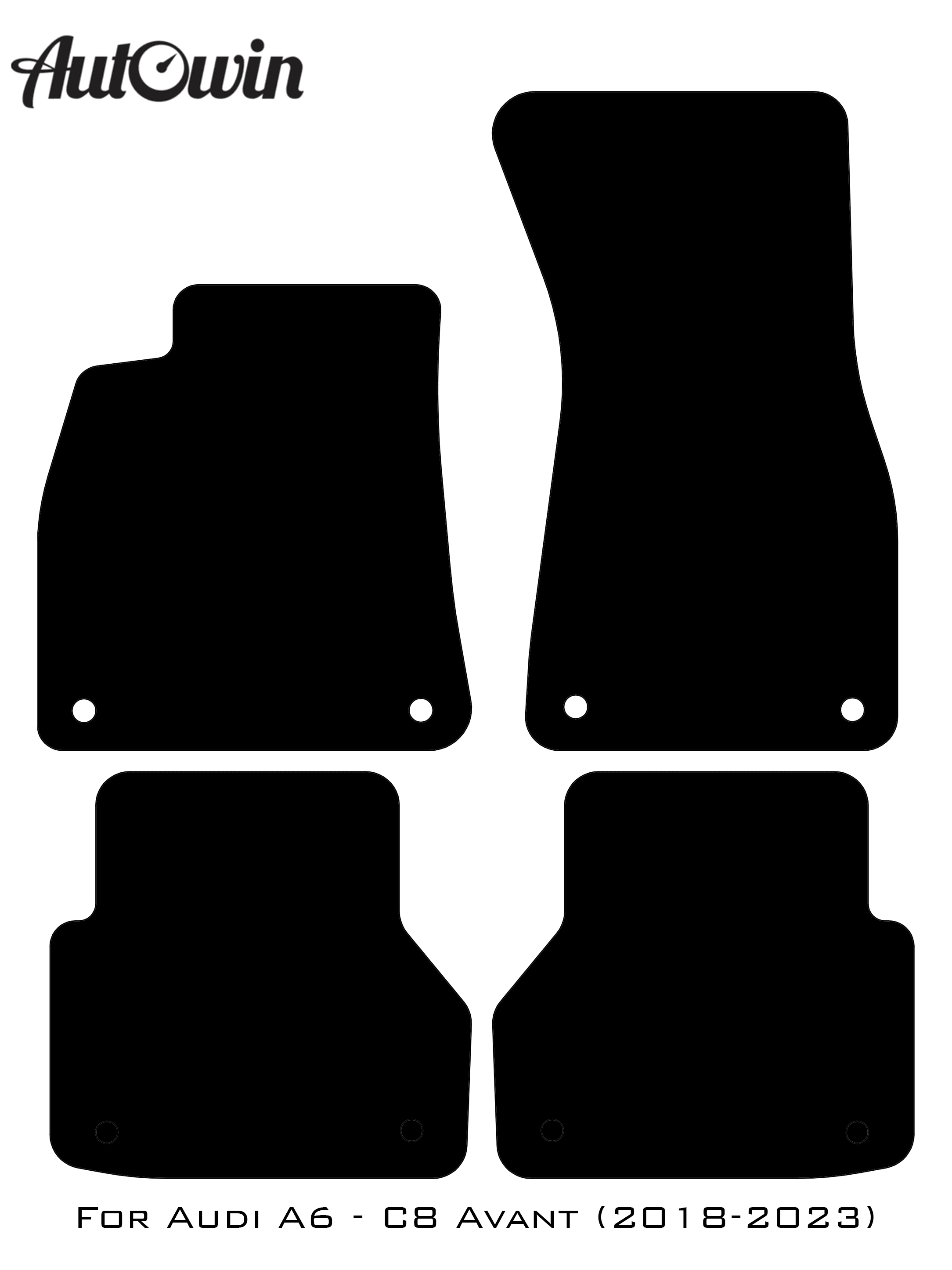 Black Floor Mats for A6 - C8 Avant (2018-2023) | No Steps Edition