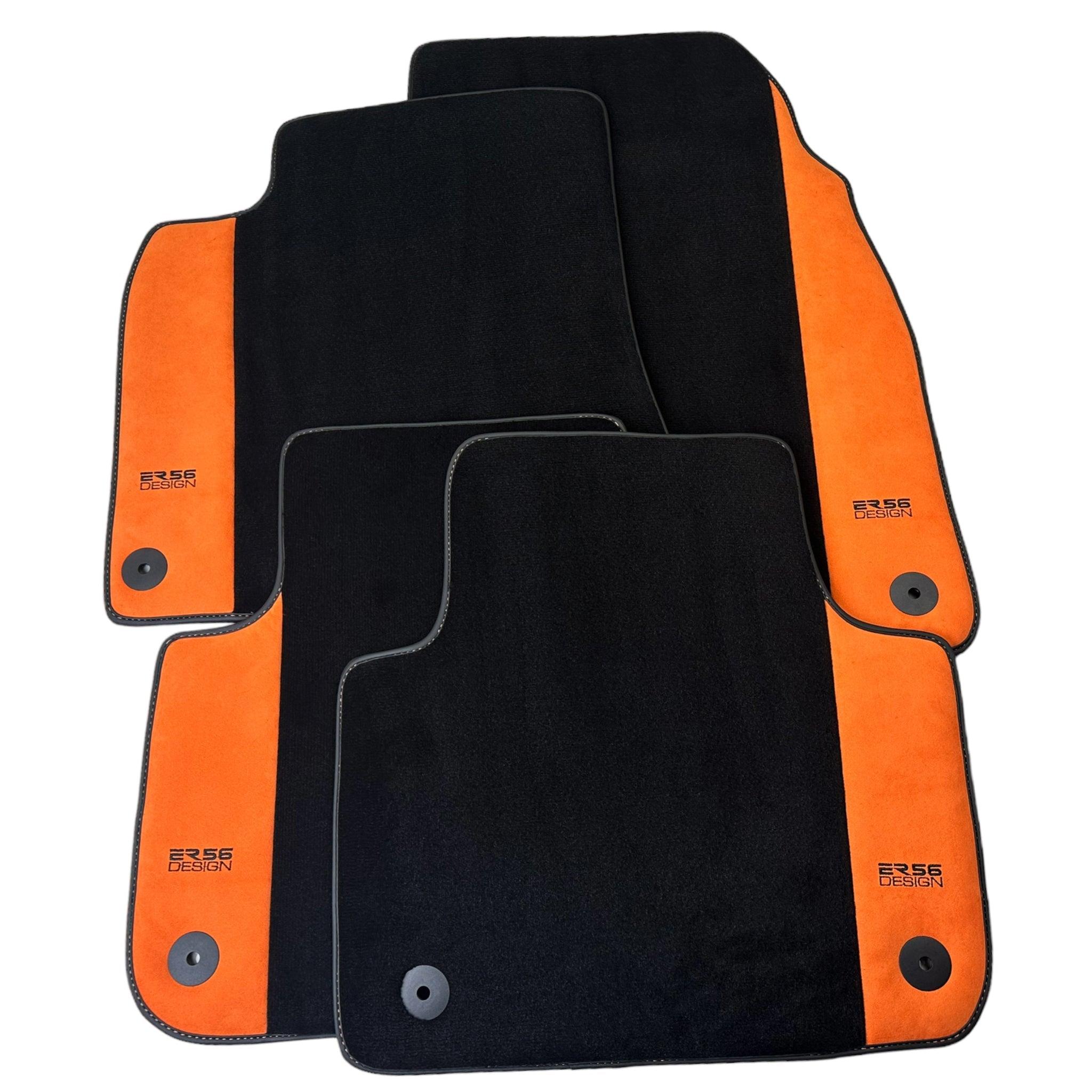 Black Floor Mats for A6 - C8 Avant (2018-2023) Orange Alcantara | ER56 Design