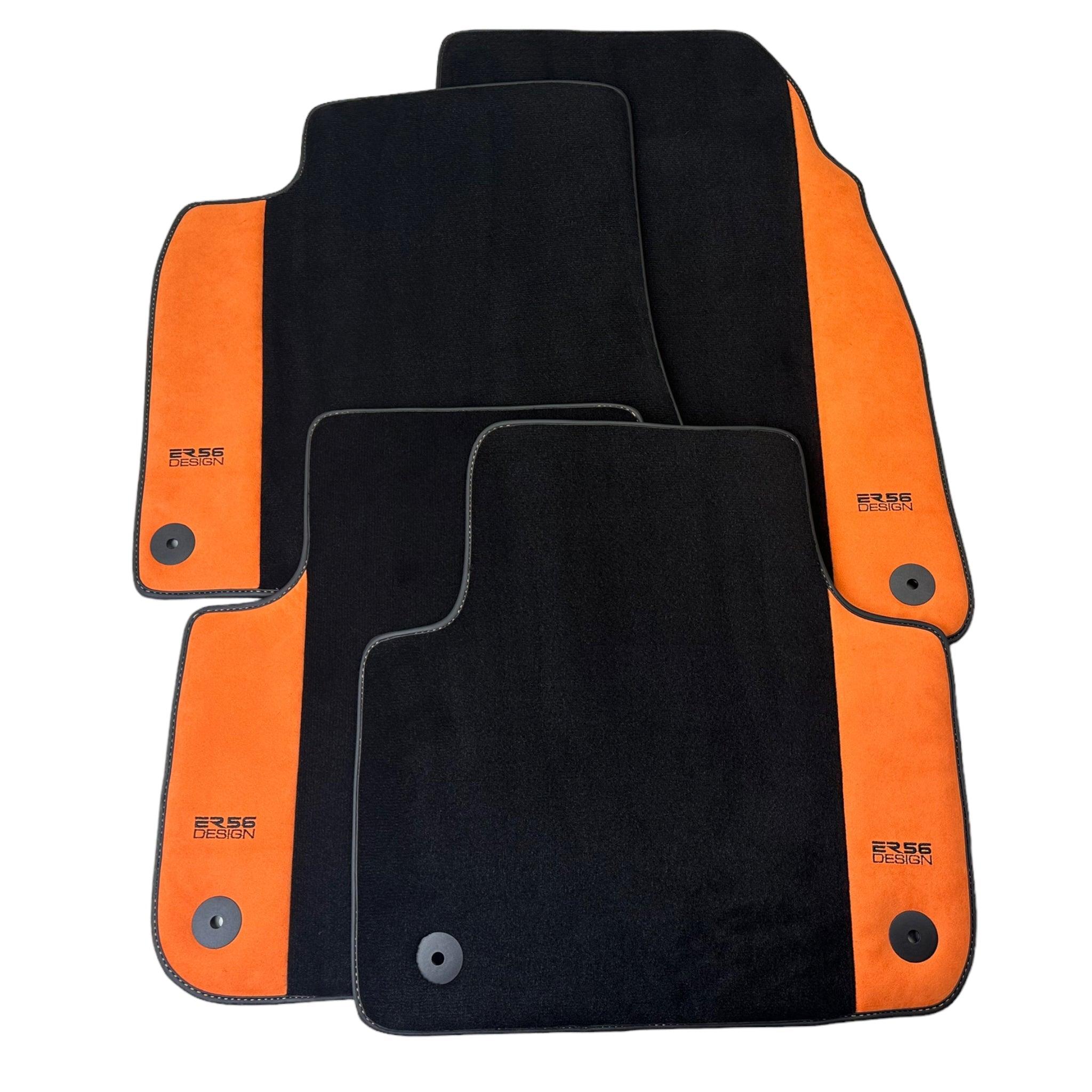 Black Floor Mats for Audi e-tron Sportback (2020-2024) Orange Alcantara | ER56 Design