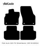 Black Floor Mats for AudiQ3 F3 Sportback (2018-2024) With Orange Alcantara | ER56 Design