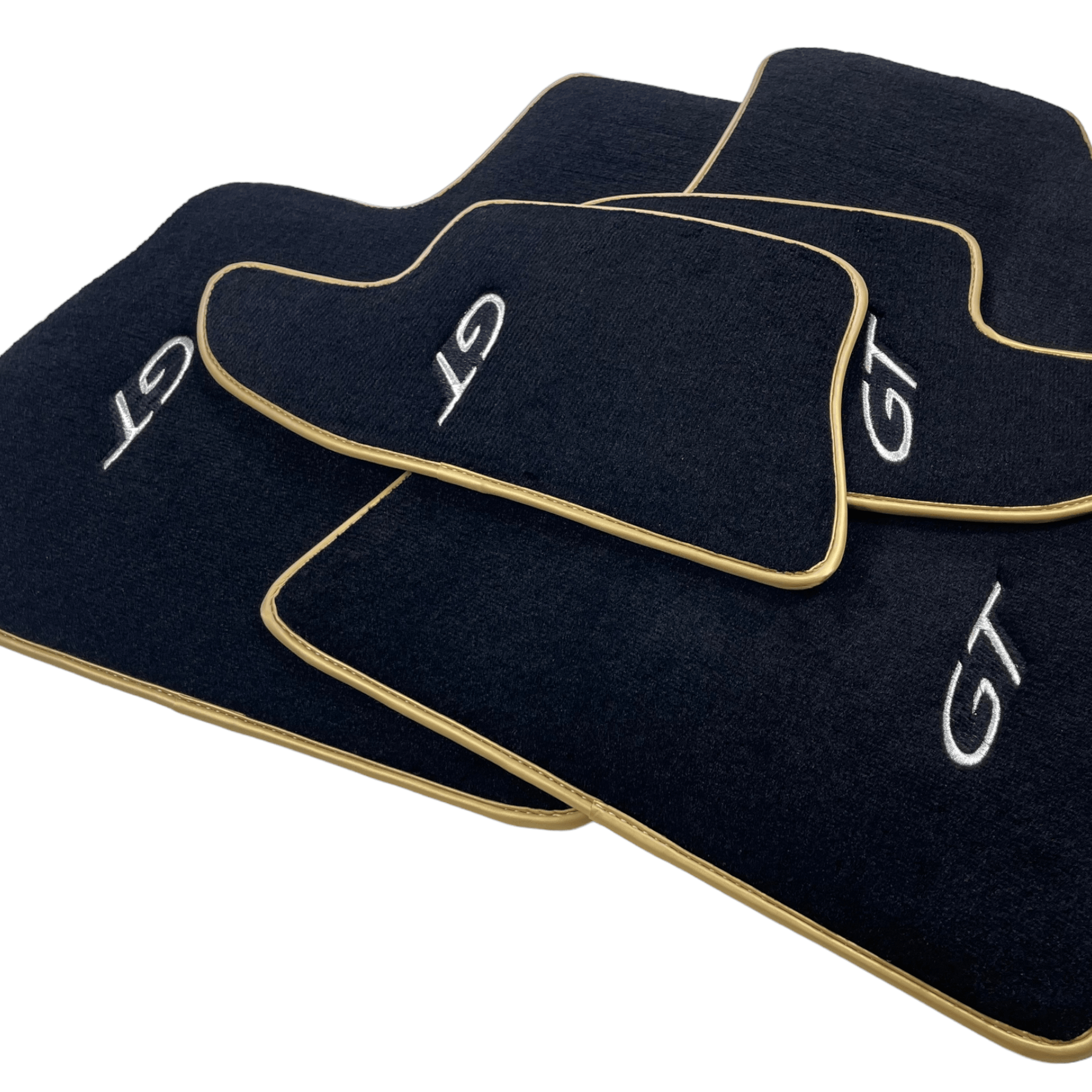 Black Floor Mats For Bentley Continental Gt 2004–2017 With Gold Color Trim - AutoWin