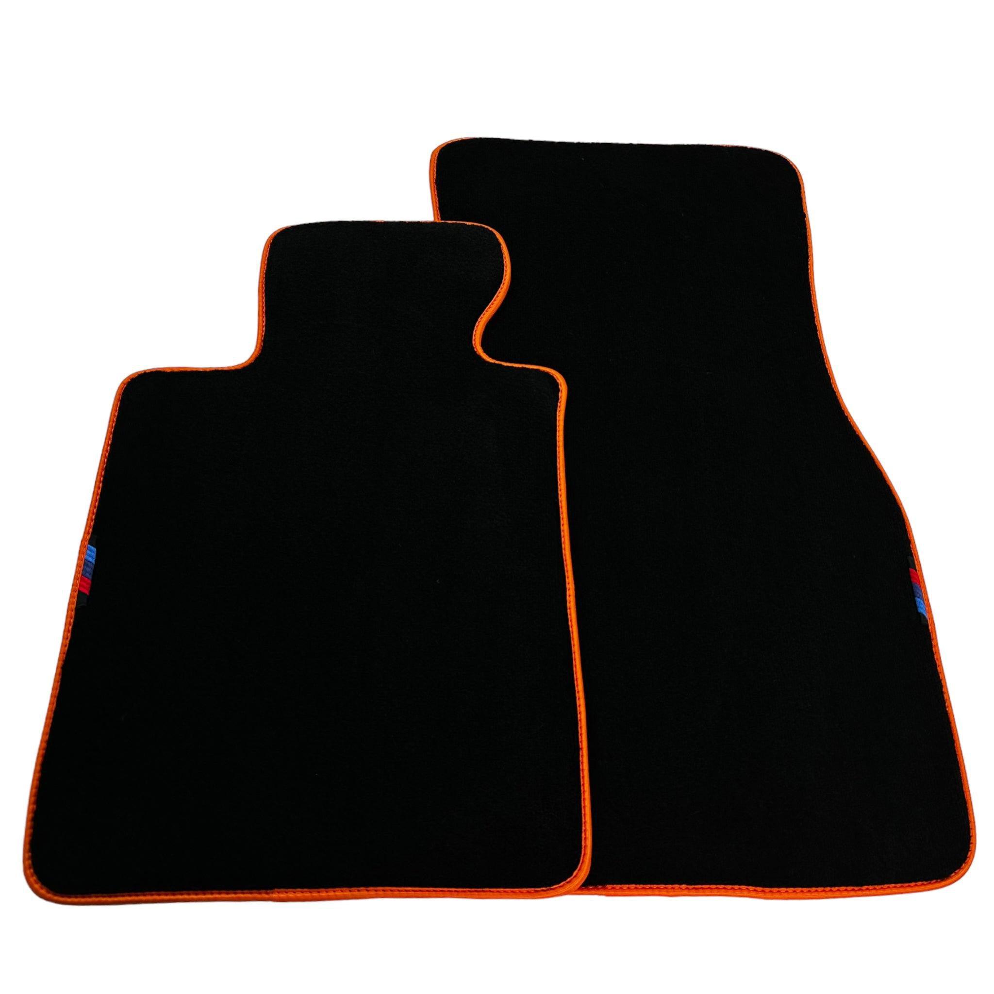 Black Floor Floor Mats For BMW 1 Series E81 | Orange Trim