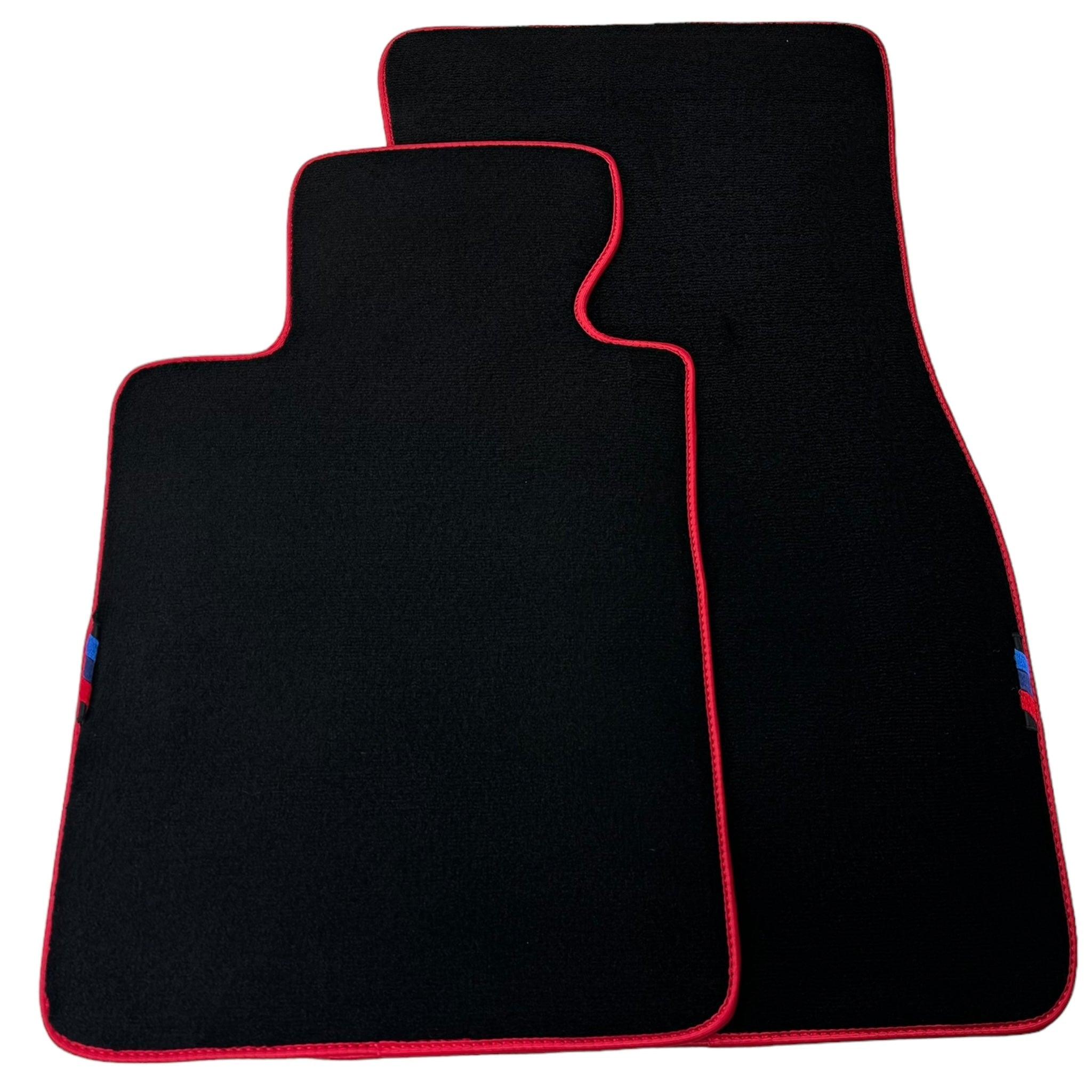 Black Floor Floor Mats For BMW 1 Series E81 | Red Trim