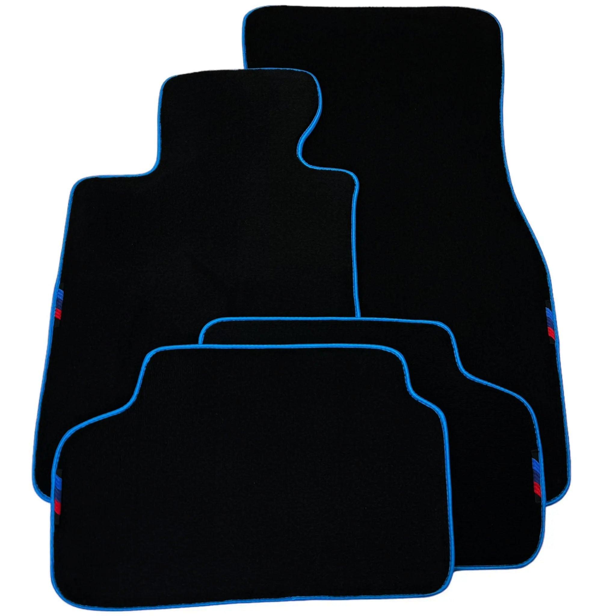 Black Floor Floor Mats For BMW 1 Series E81 | Sky Blue Trim