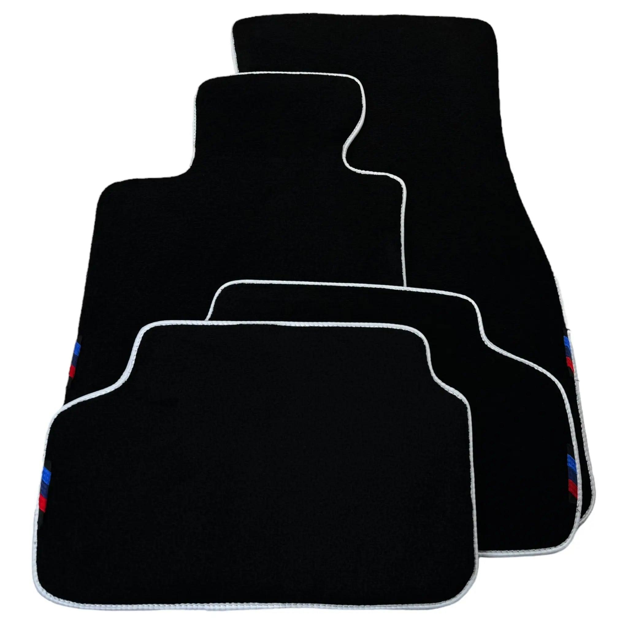 Black Floor Floor Mats For BMW 1 Series E81 | White Trim